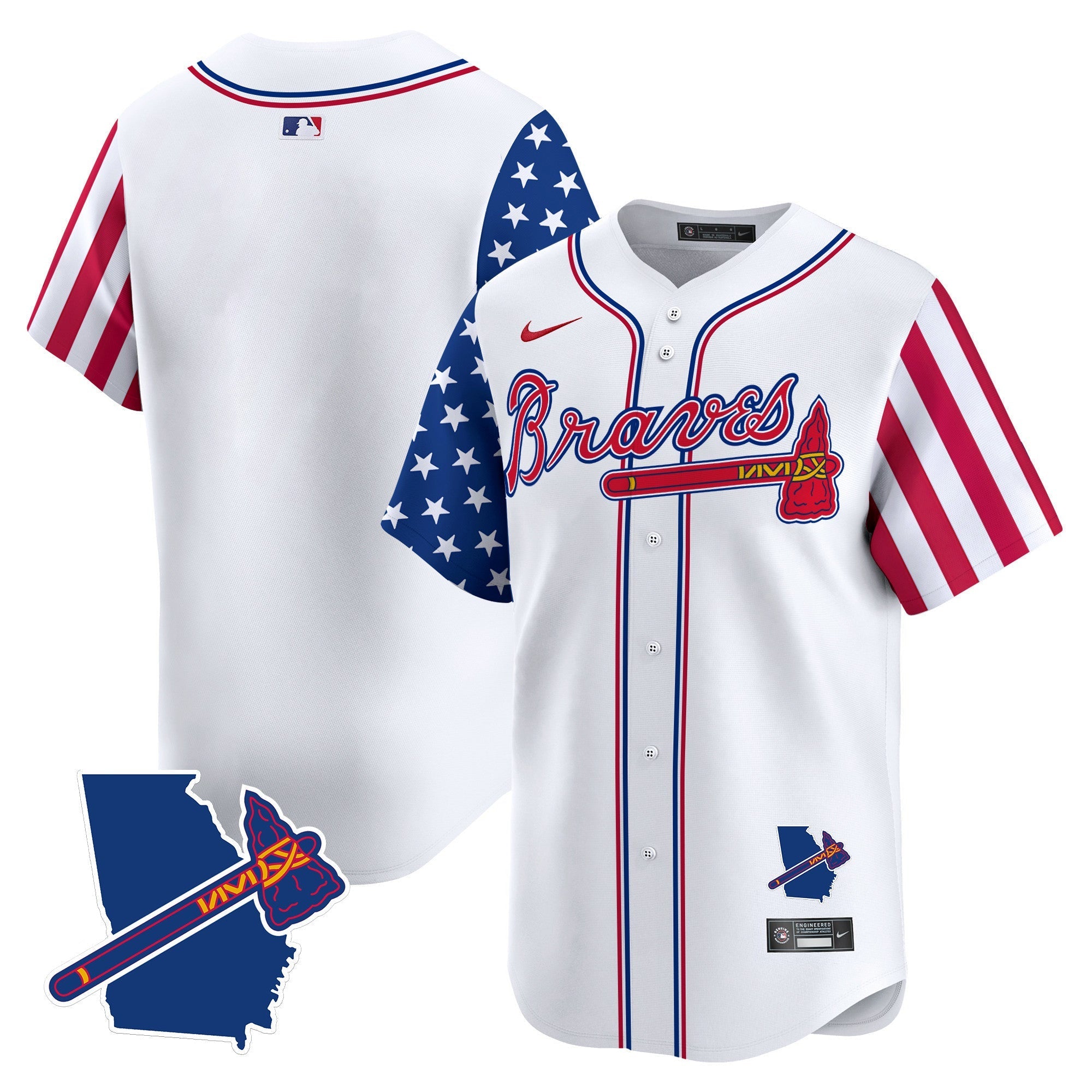Men's Atlanta Braves 2024 Independence Day Vapor Premier Limited Jersey V2 - All Stitched