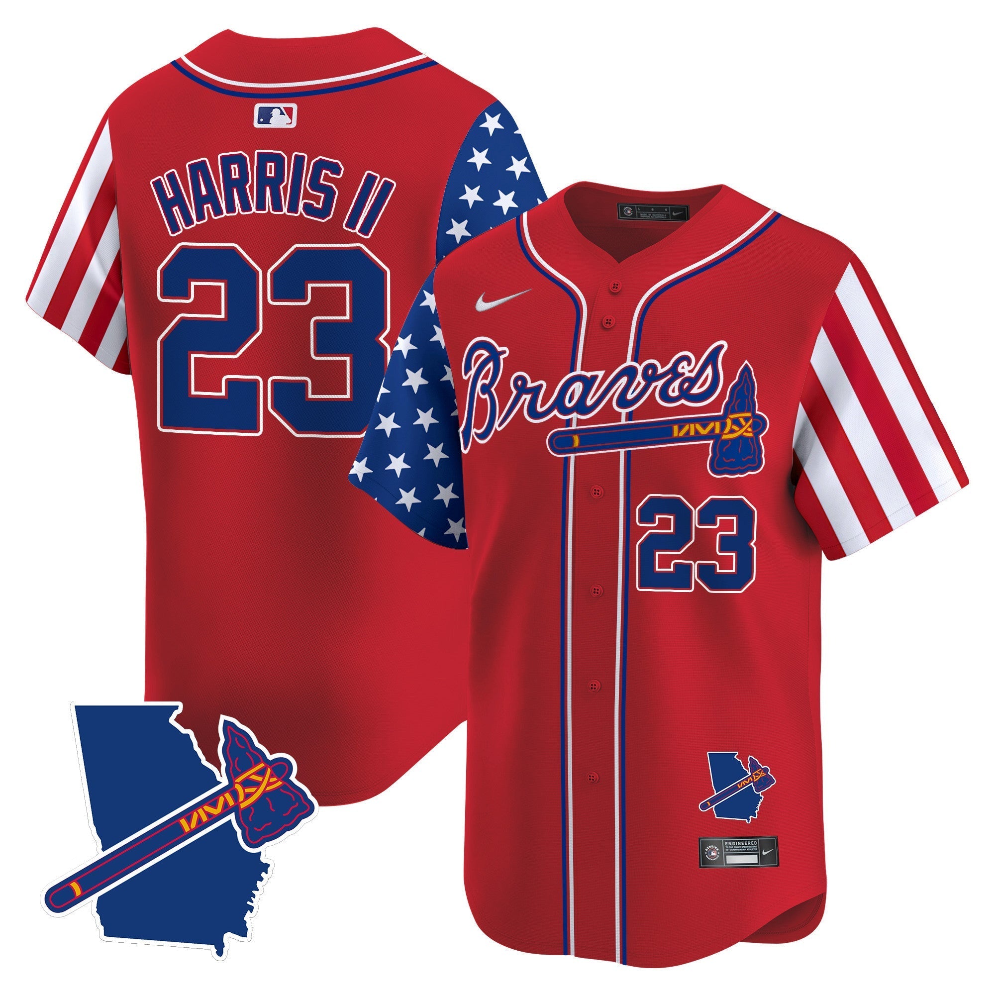 Men's Atlanta Braves 2024 Independence Day Vapor Premier Limited Jersey V2 - All Stitched