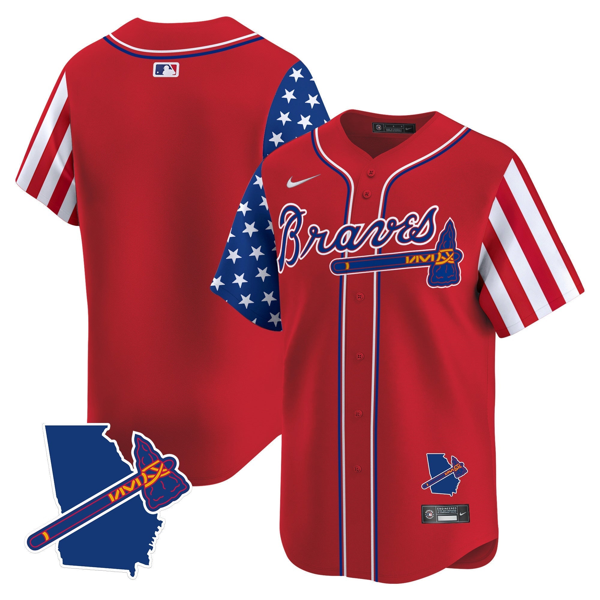 Men's Atlanta Braves 2024 Independence Day Vapor Premier Limited Jersey V2 - All Stitched