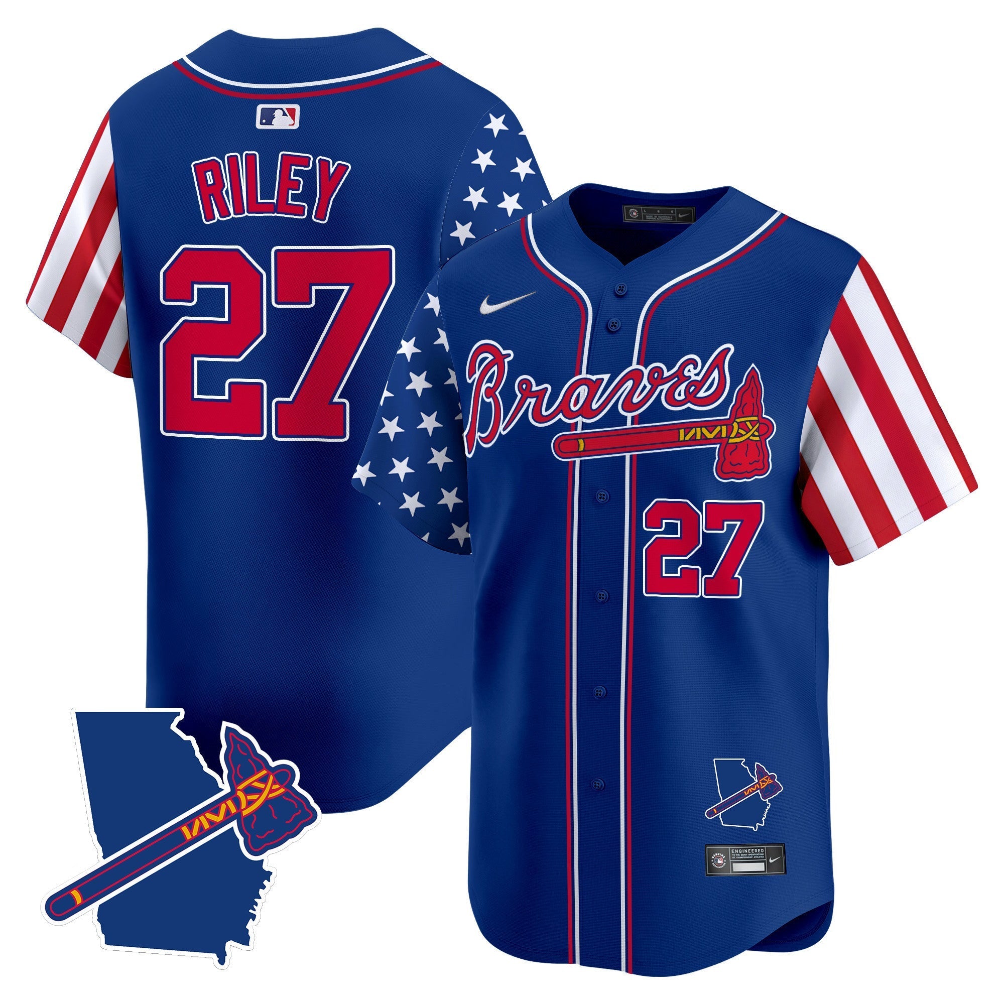 Men's Atlanta Braves 2024 Independence Day Vapor Premier Limited Jersey V2 - All Stitched