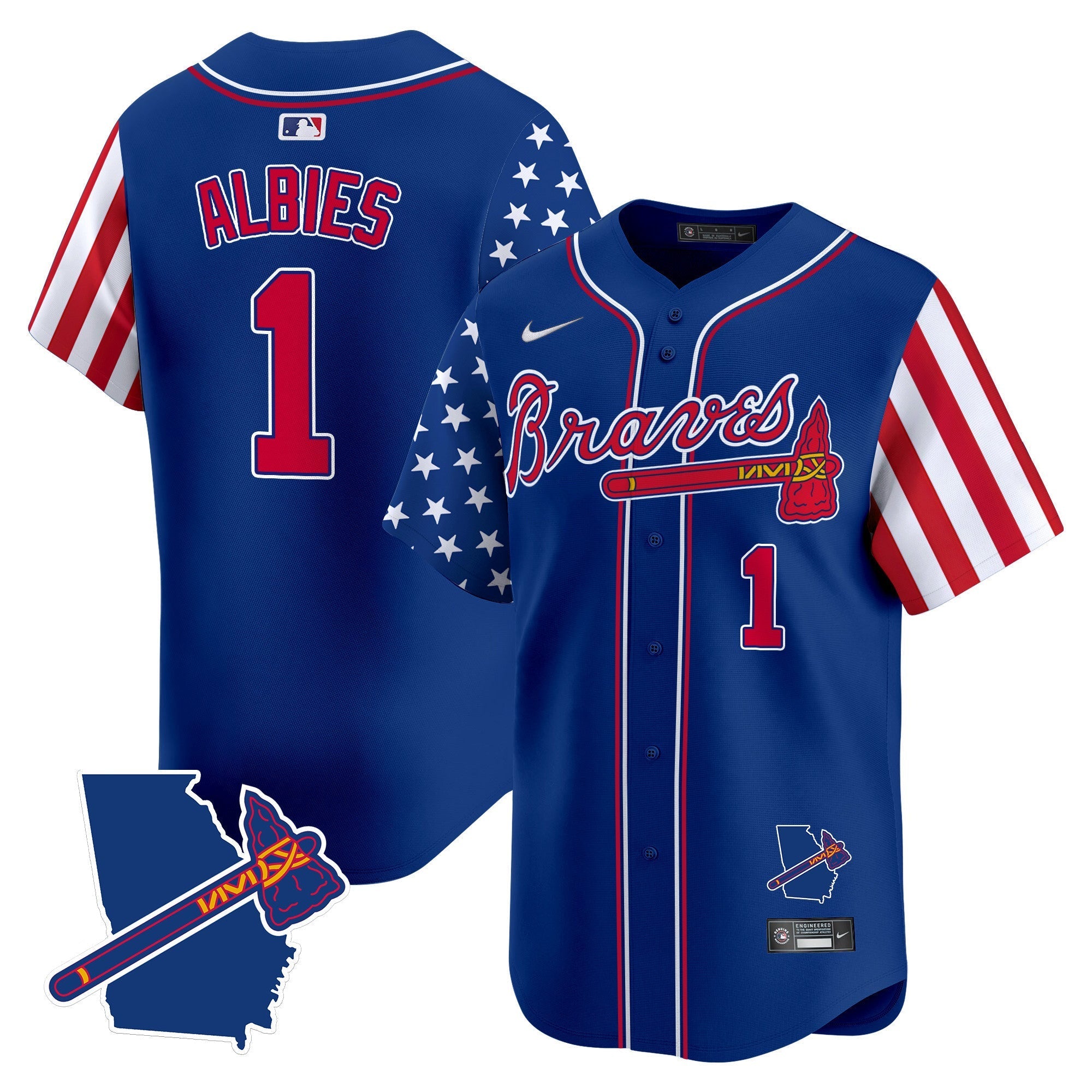 Men's Atlanta Braves 2024 Independence Day Vapor Premier Limited Jersey V2 - All Stitched
