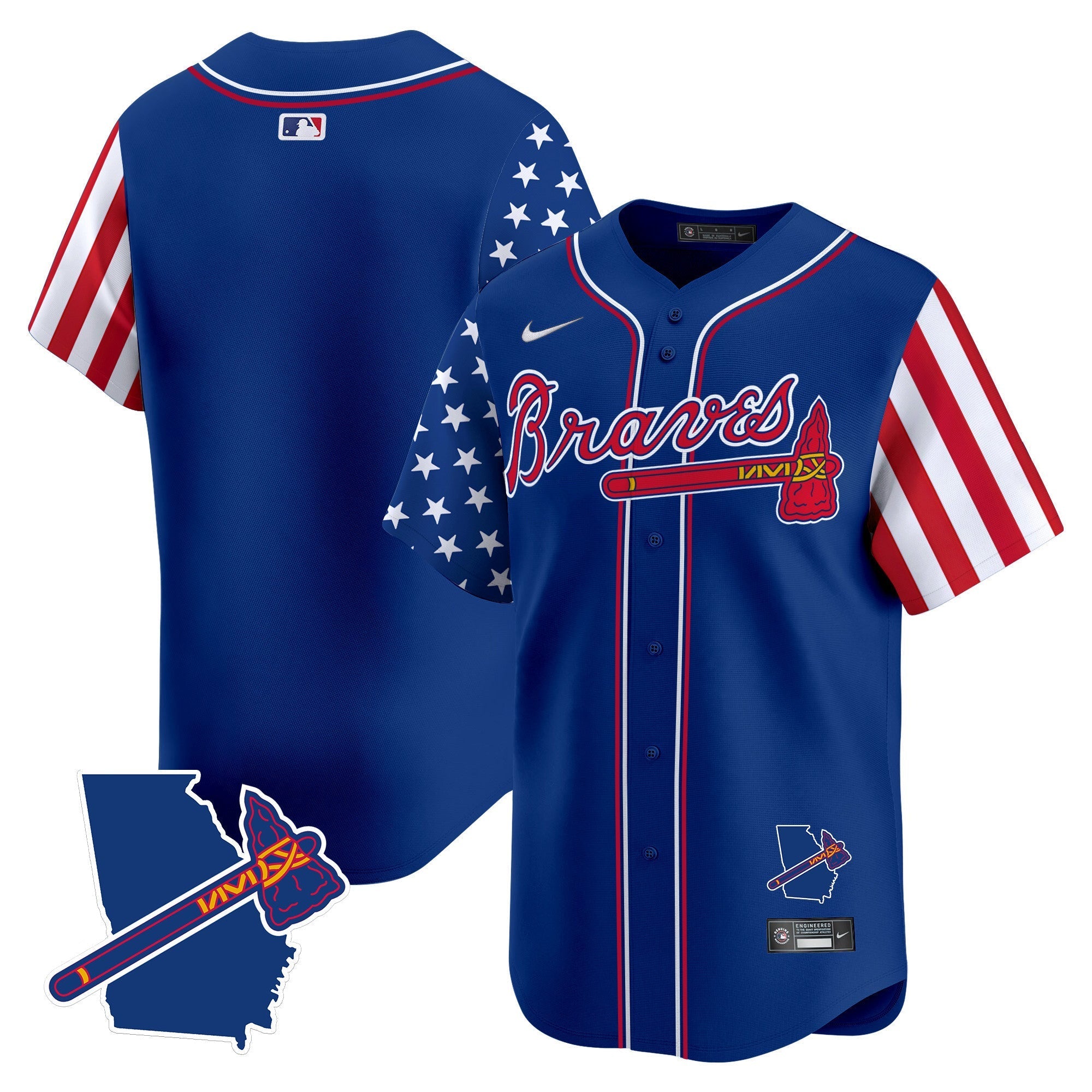 Men's Atlanta Braves 2024 Independence Day Vapor Premier Limited Jersey V2 - All Stitched