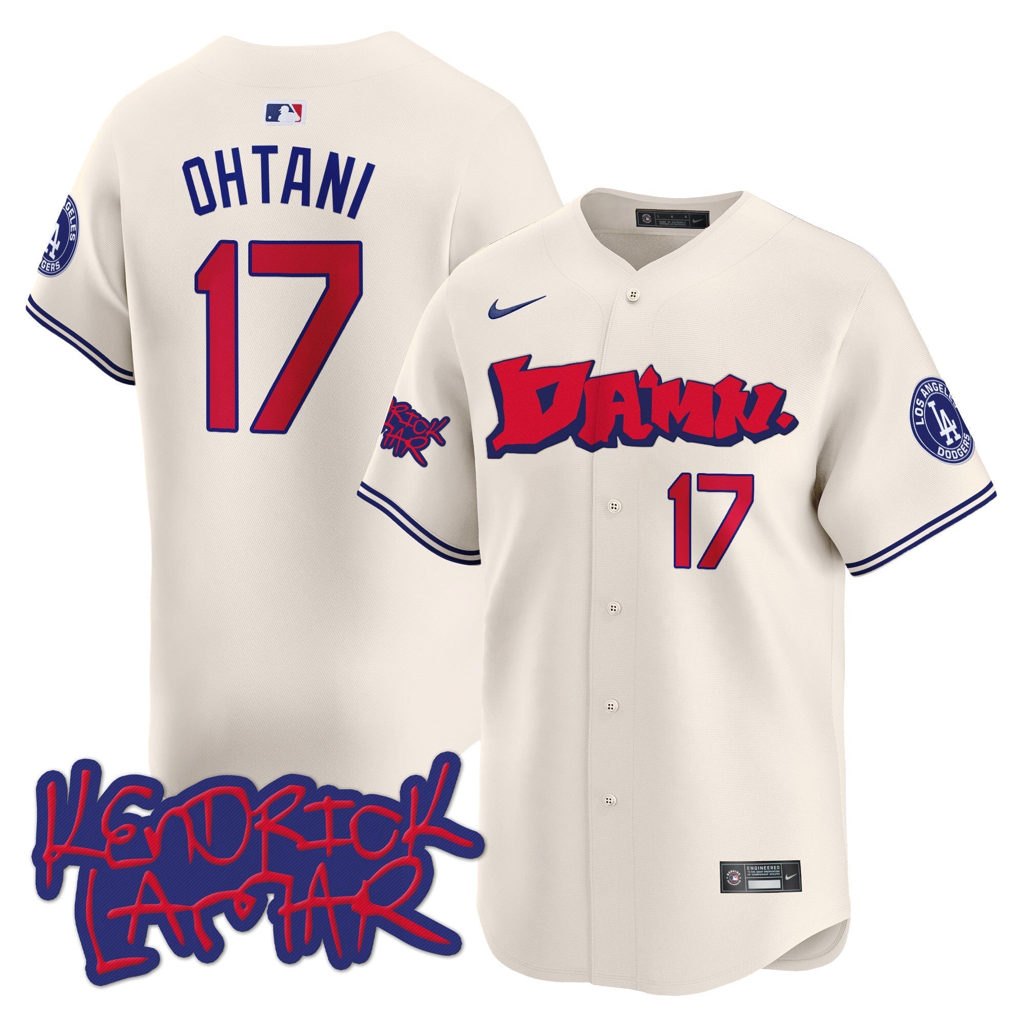 Men's Dodgers Kendrick Lamar Vapor Premier Limited Jersey - All Stitched