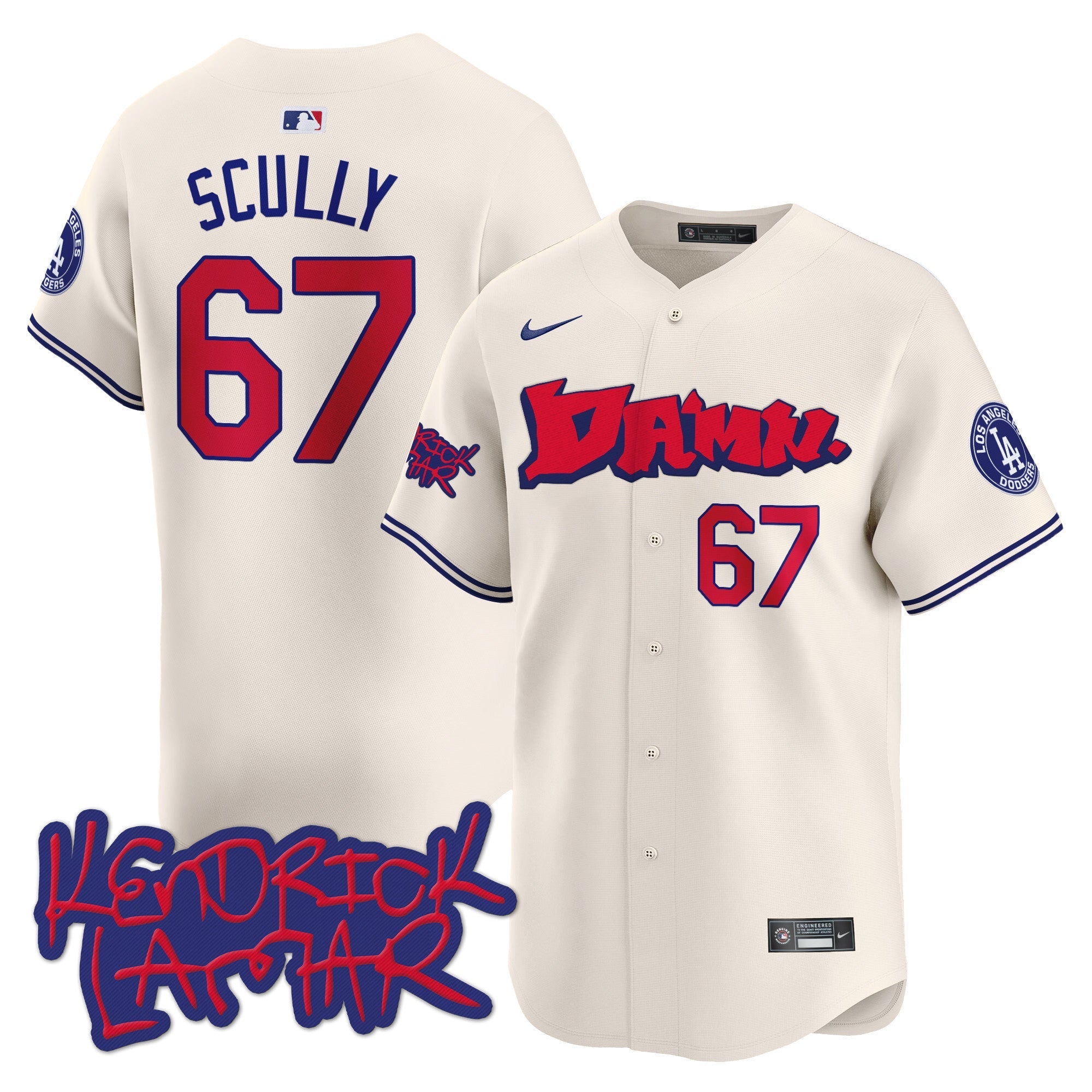 Men's Dodgers Kendrick Lamar Vapor Premier Limited Jersey - All Stitched