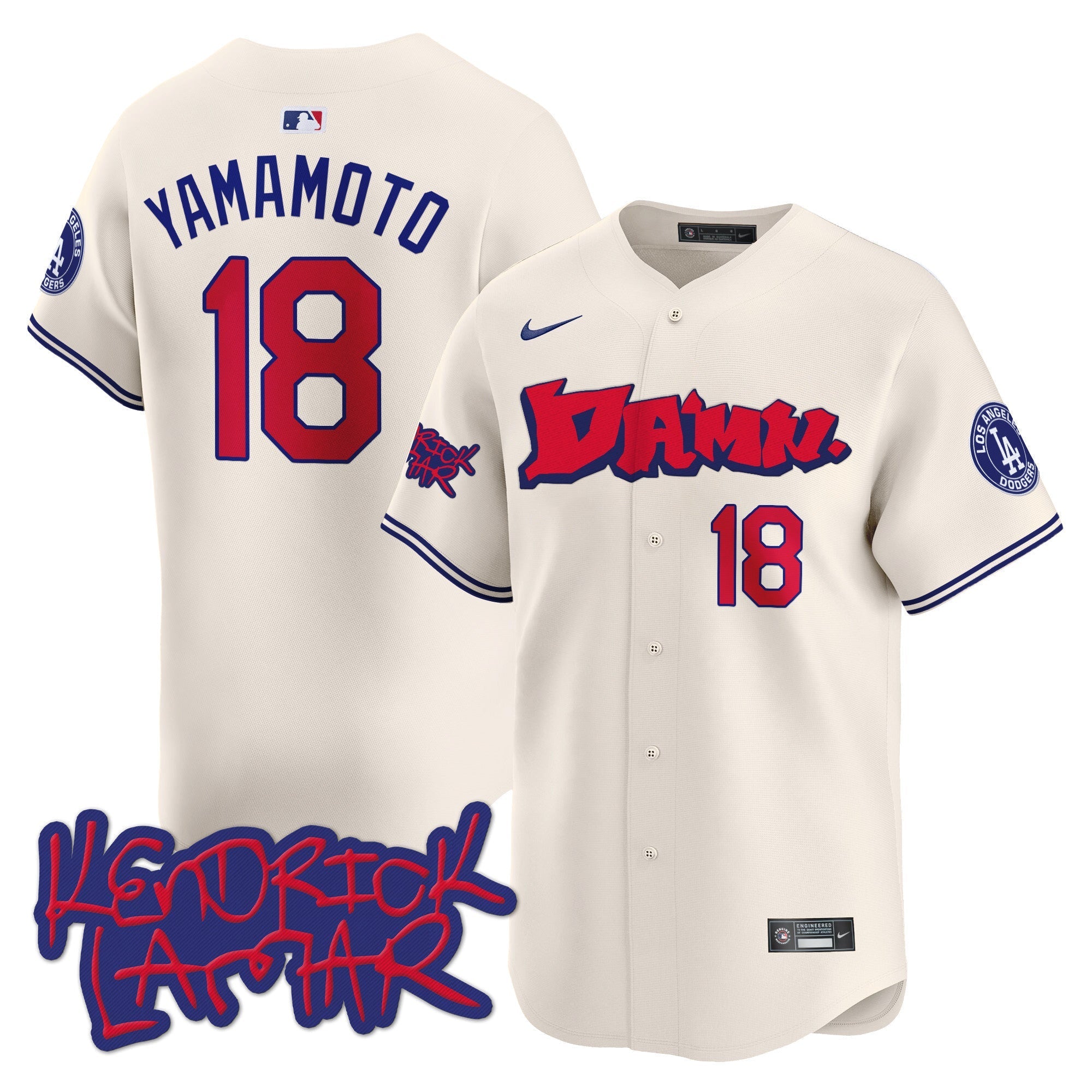 Men's Dodgers Kendrick Lamar Vapor Premier Limited Jersey - All Stitched
