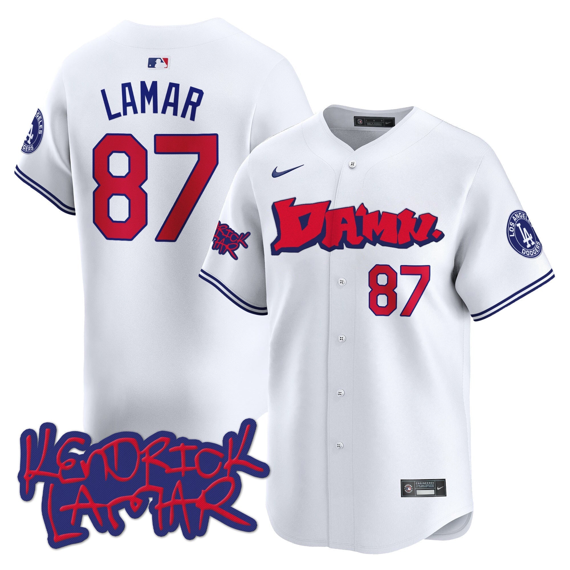 Men's Dodgers Kendrick Lamar Vapor Premier Limited Jersey - All Stitched