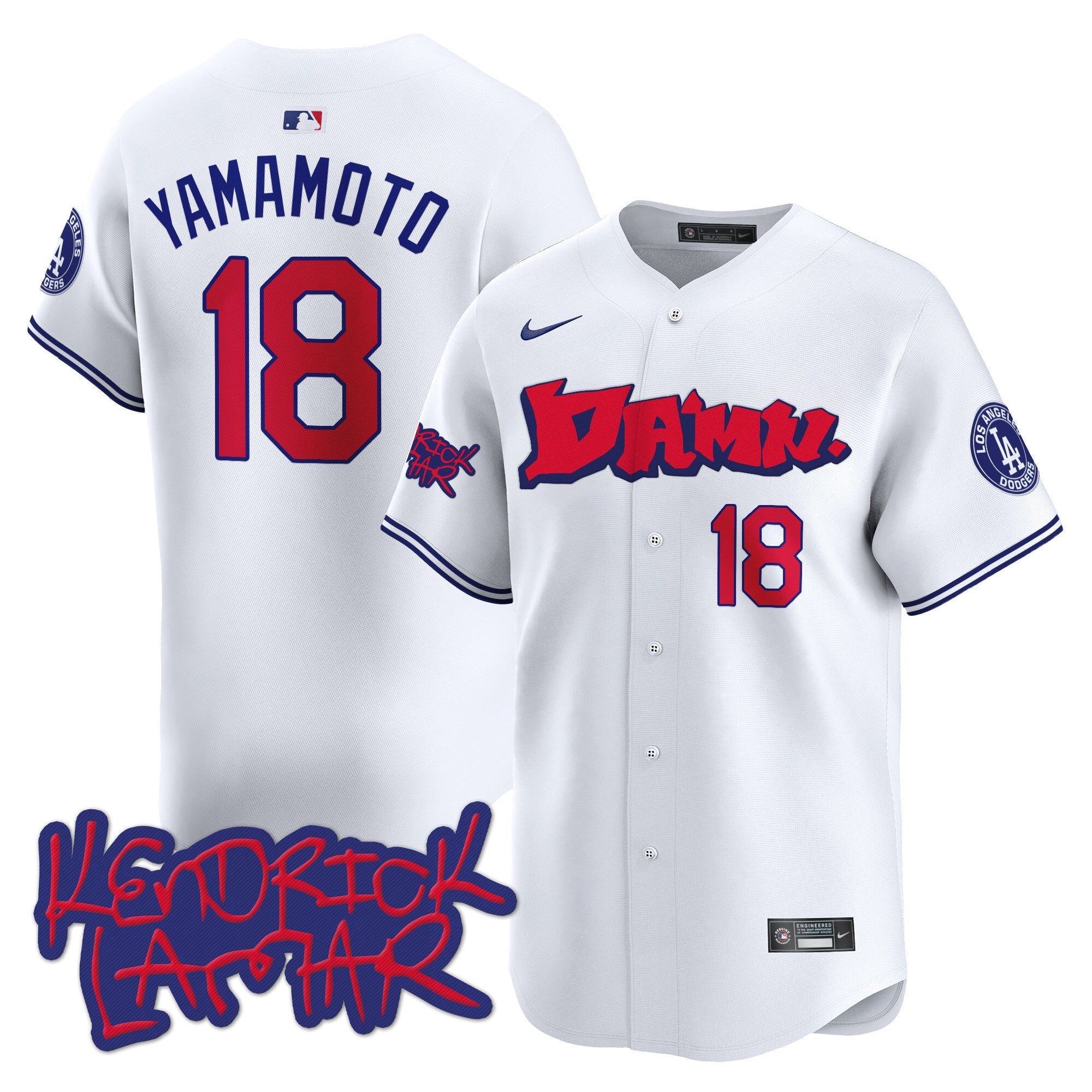 Men's Dodgers Kendrick Lamar Vapor Premier Limited Jersey - All Stitched