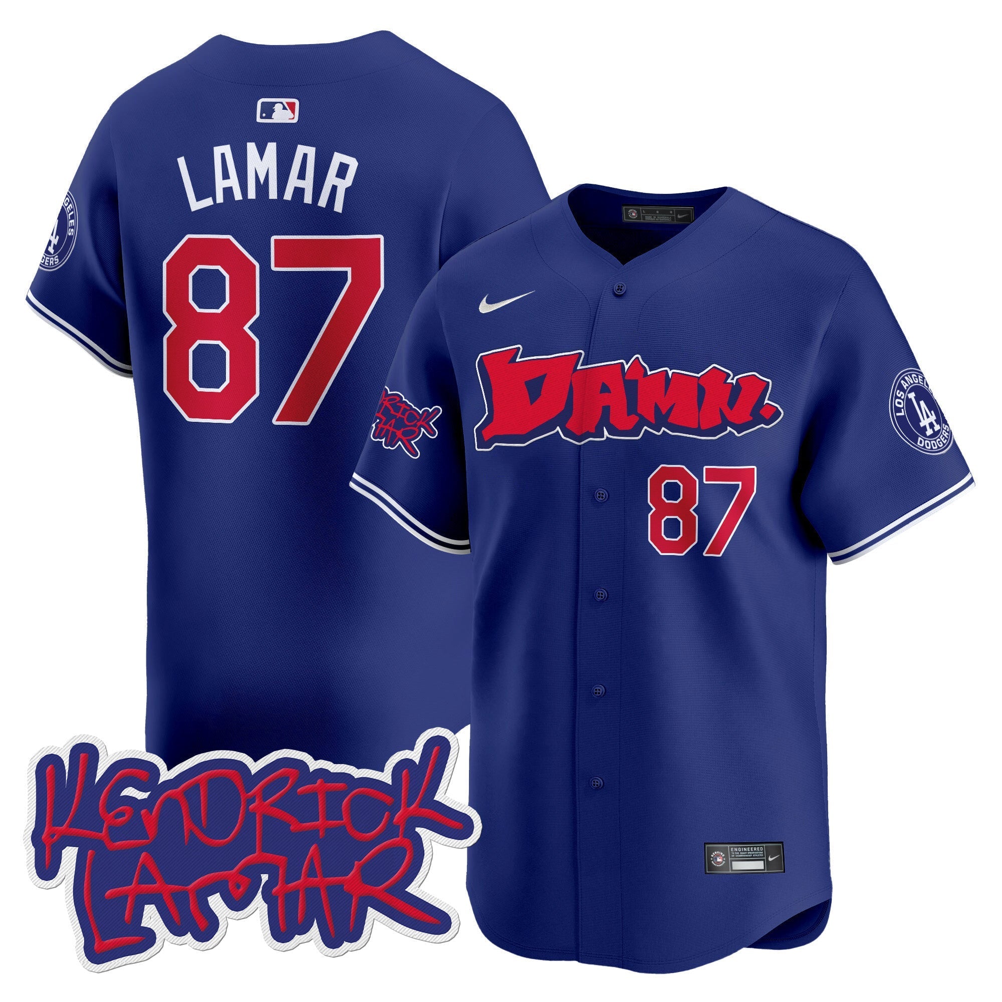 Men's Dodgers Kendrick Lamar Vapor Premier Limited Jersey - All Stitched