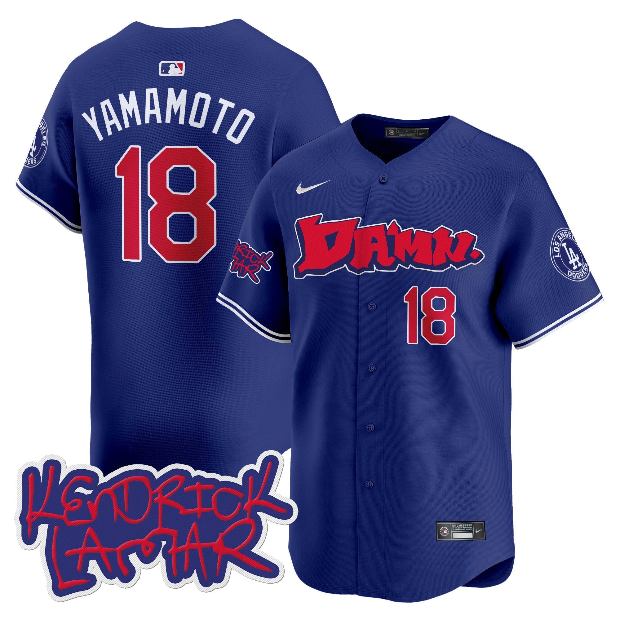 Men's Dodgers Kendrick Lamar Vapor Premier Limited Jersey - All Stitched