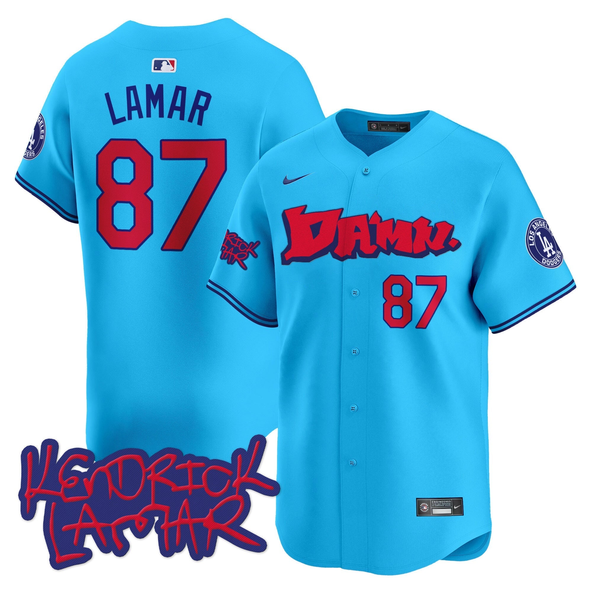Men's Dodgers Kendrick Lamar Vapor Premier Limited Jersey - All Stitched
