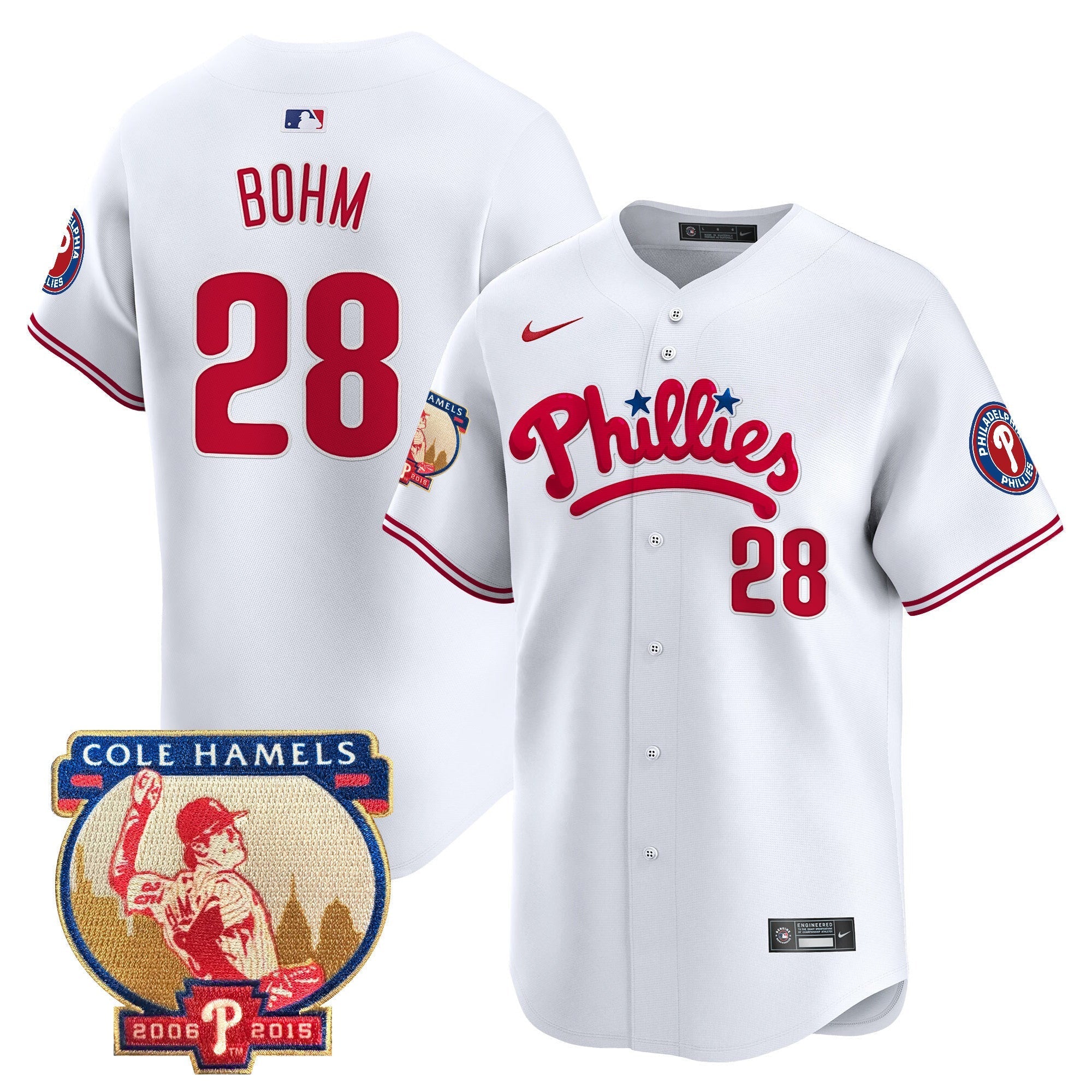 Men's Phillies Cole Hamels Patch Vapor Premier Limited Jersey - All Stitched