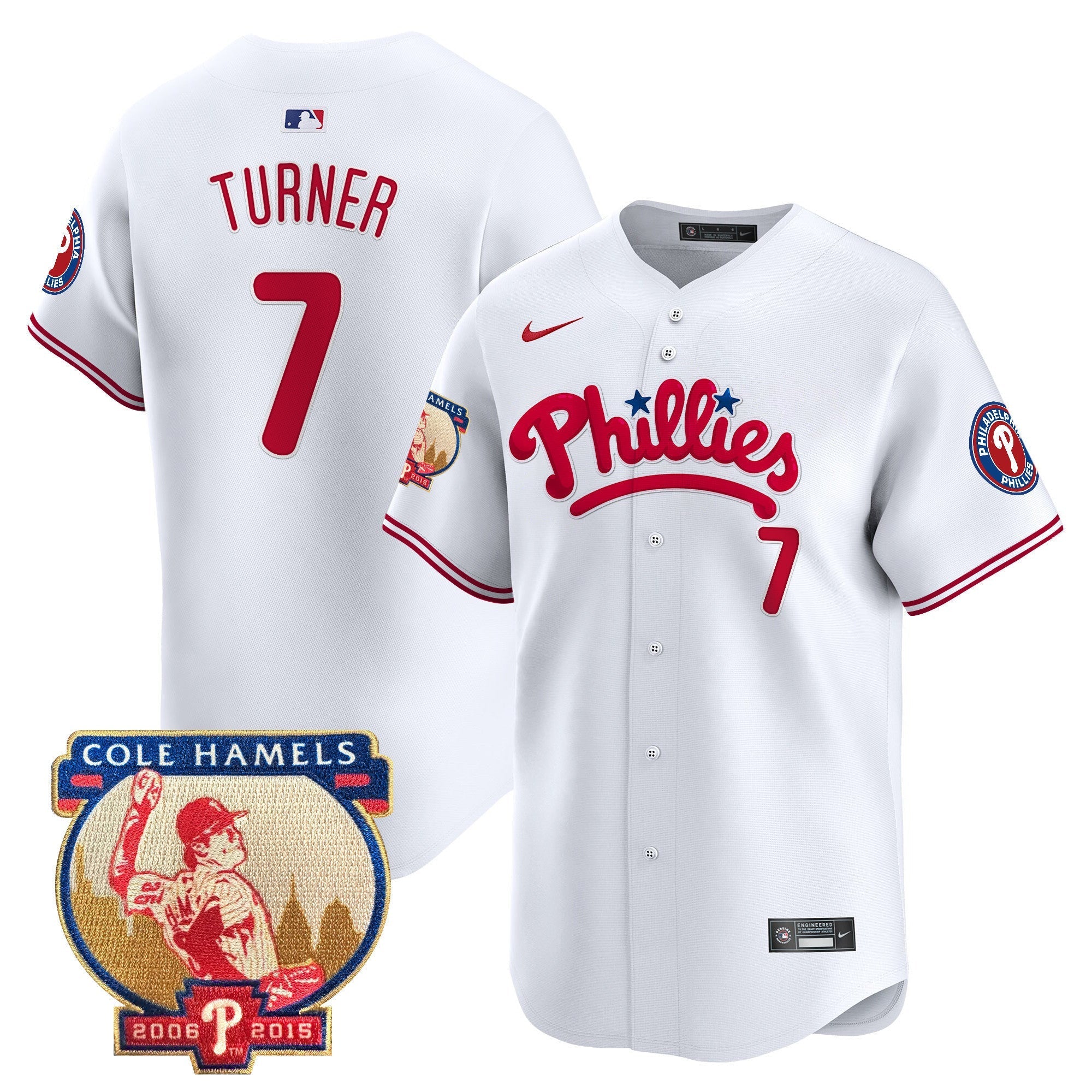 Men's Phillies Cole Hamels Patch Vapor Premier Limited Jersey - All Stitched
