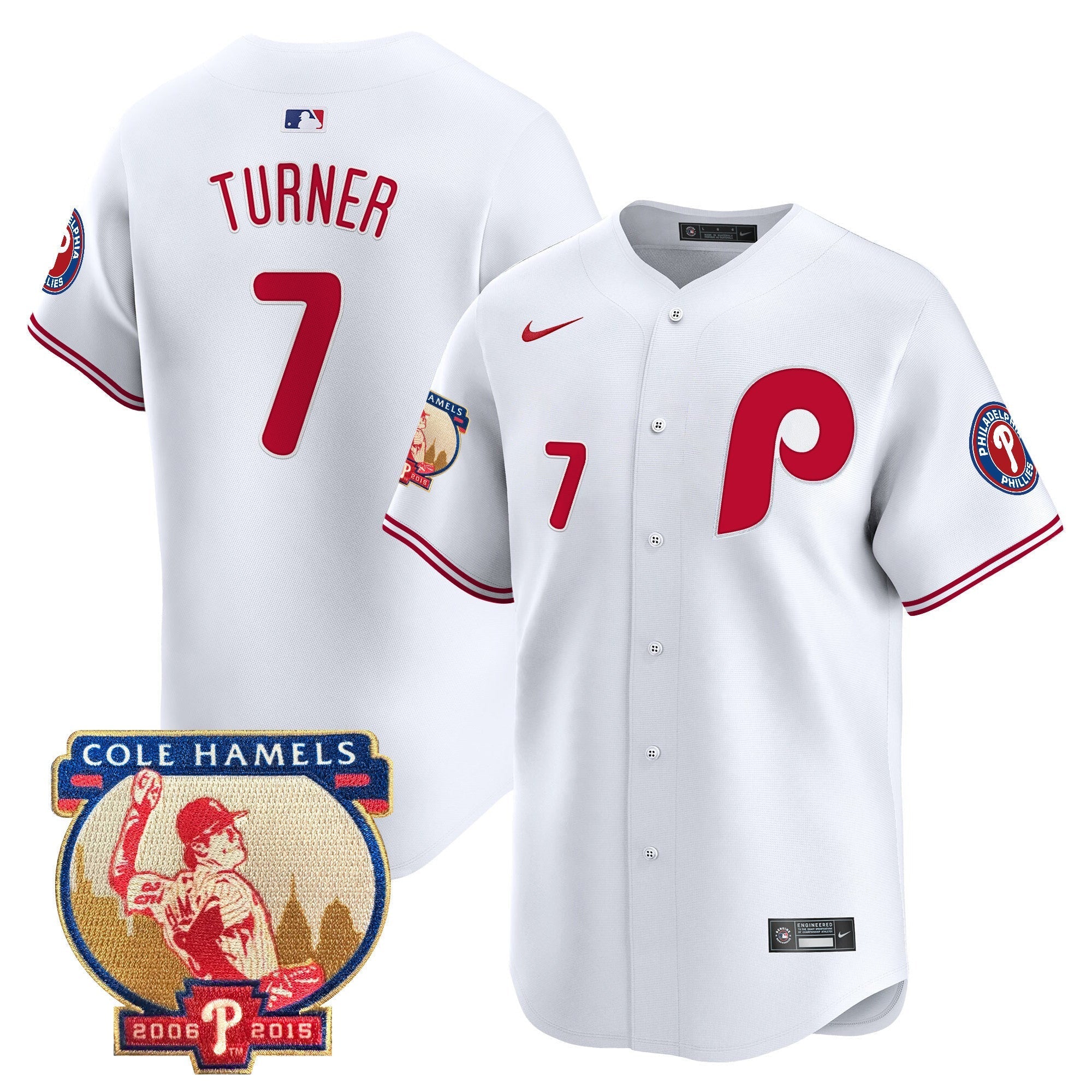 Men's Phillies Cole Hamels Patch Vapor Premier Limited Jersey - All Stitched