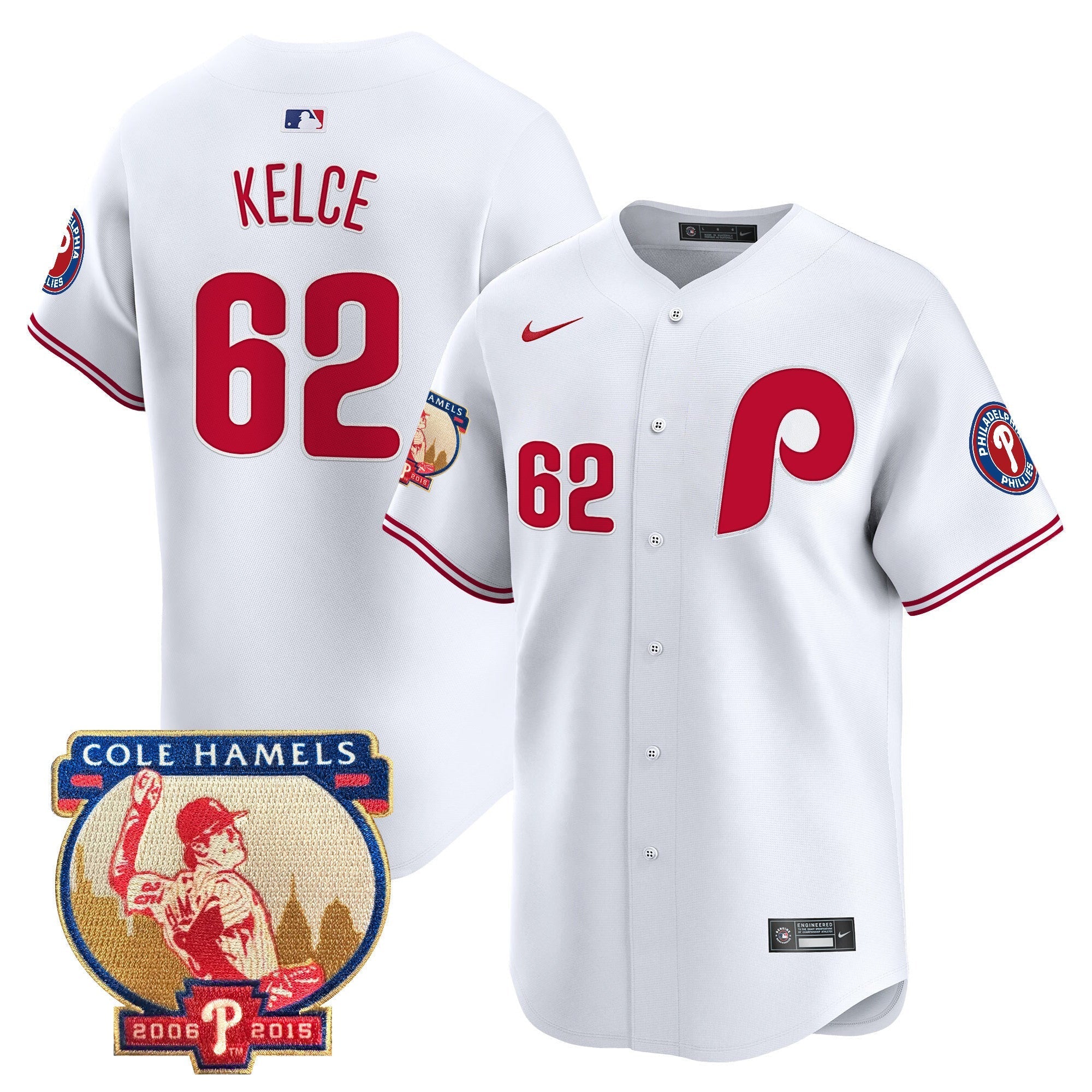 Men's Phillies Cole Hamels Patch Vapor Premier Limited Jersey - All Stitched