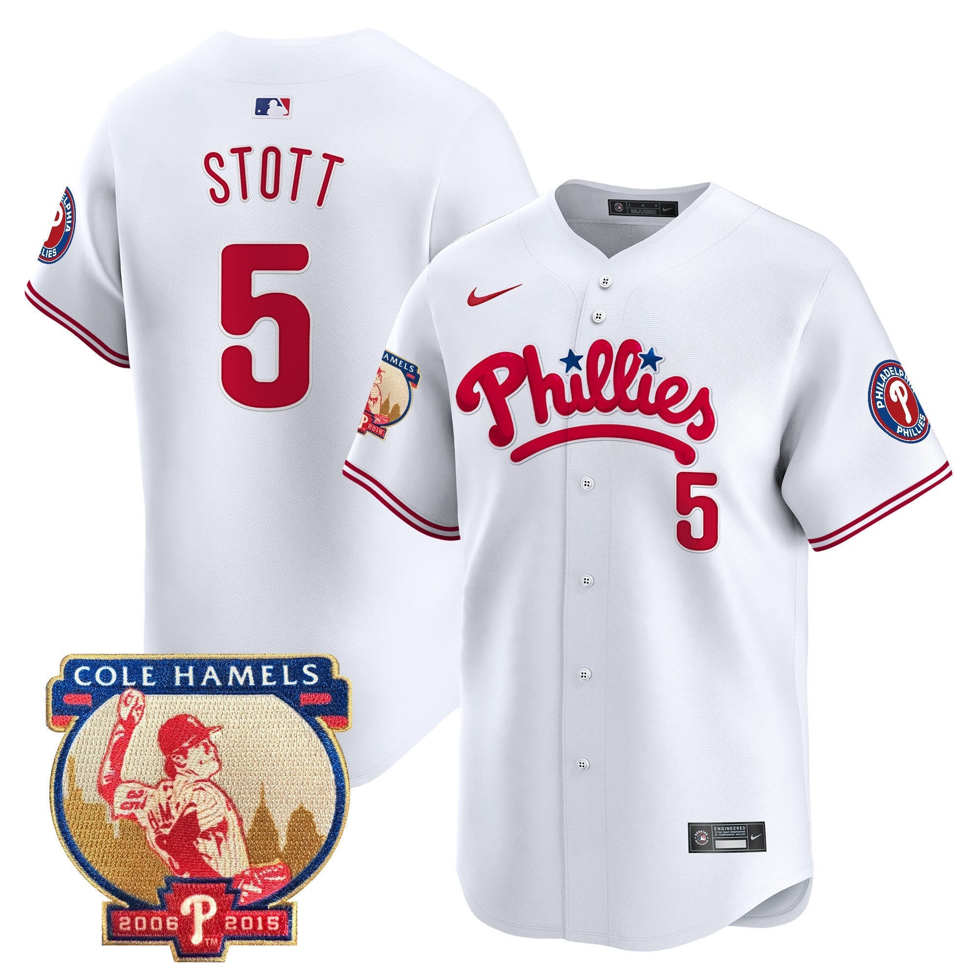 Men's Phillies Cole Hamels Patch Vapor Premier Limited Jersey - All Stitched