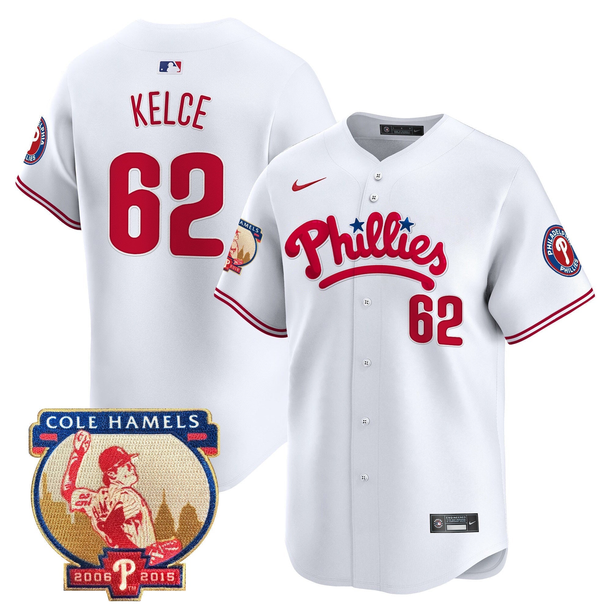 Men's Phillies Cole Hamels Patch Vapor Premier Limited Jersey - All Stitched