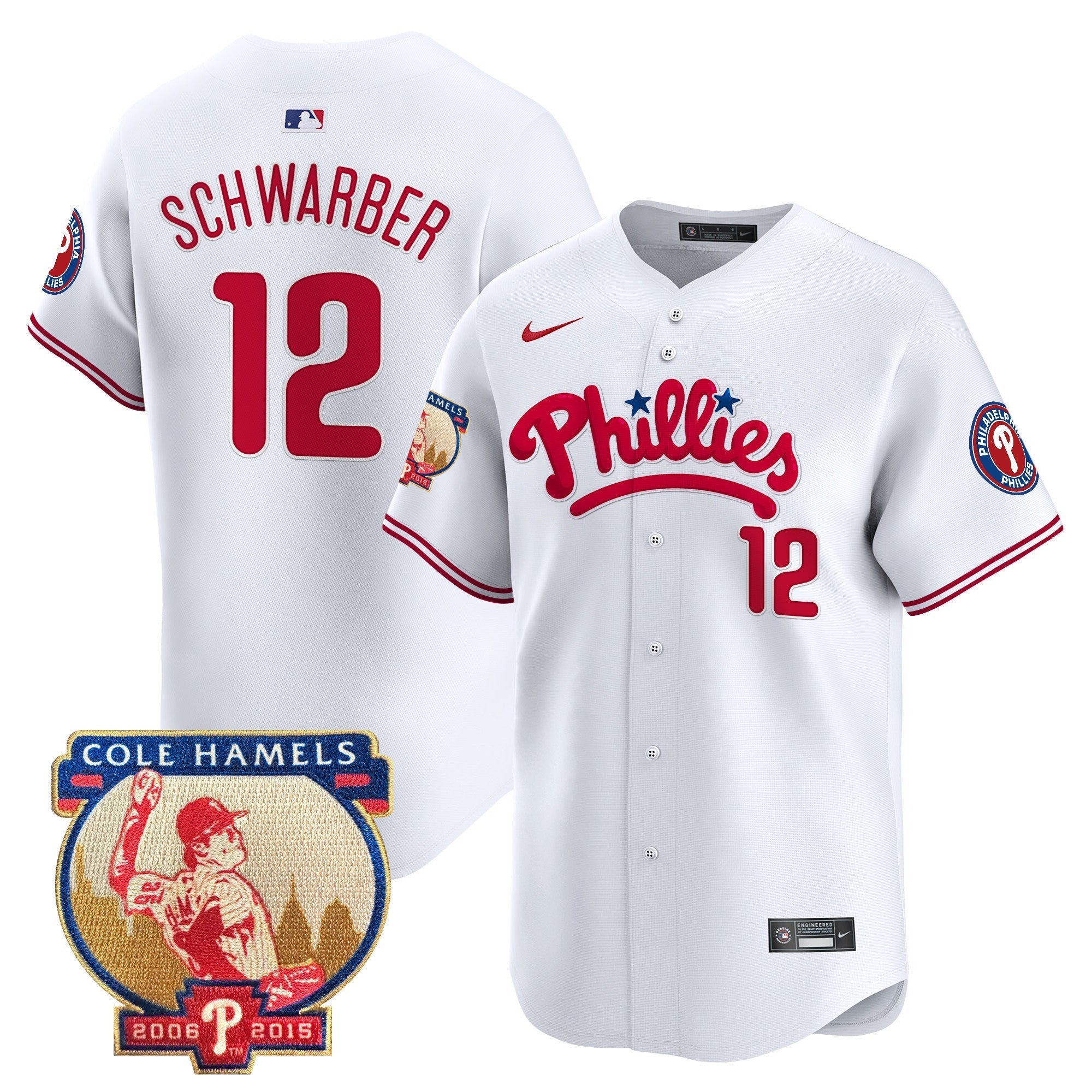 Men's Phillies Cole Hamels Patch Vapor Premier Limited Jersey - All Stitched
