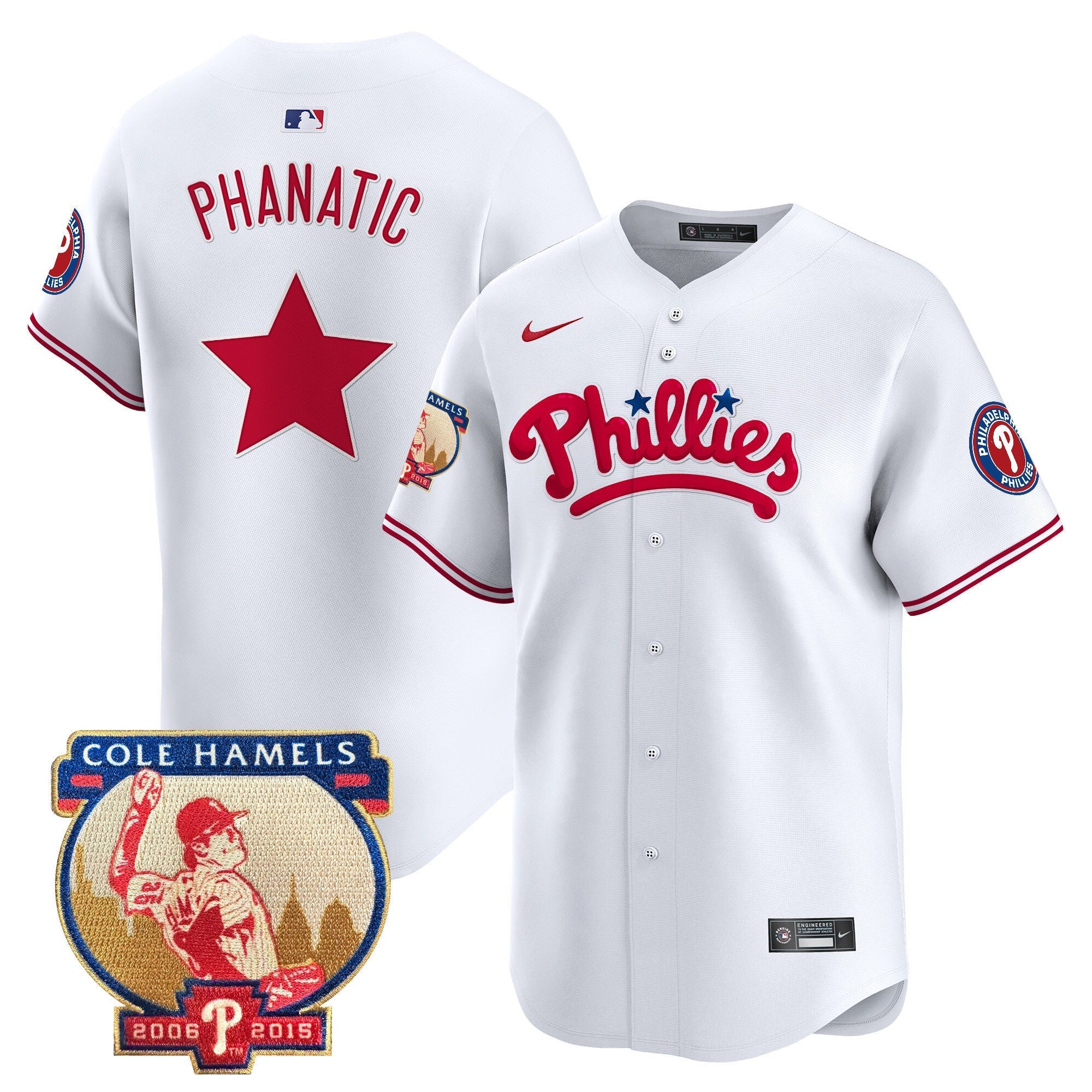 Men's Phillies Cole Hamels Patch Vapor Premier Limited Jersey - All Stitched