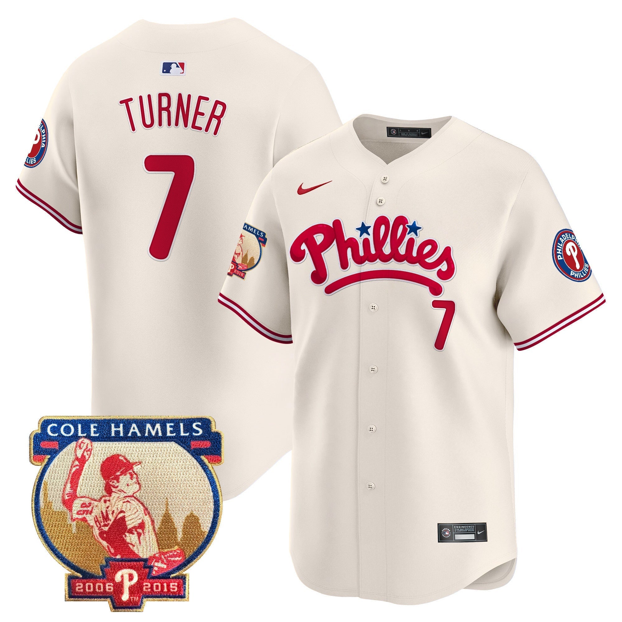 Men's Phillies Cole Hamels Patch Vapor Premier Limited Jersey - All Stitched