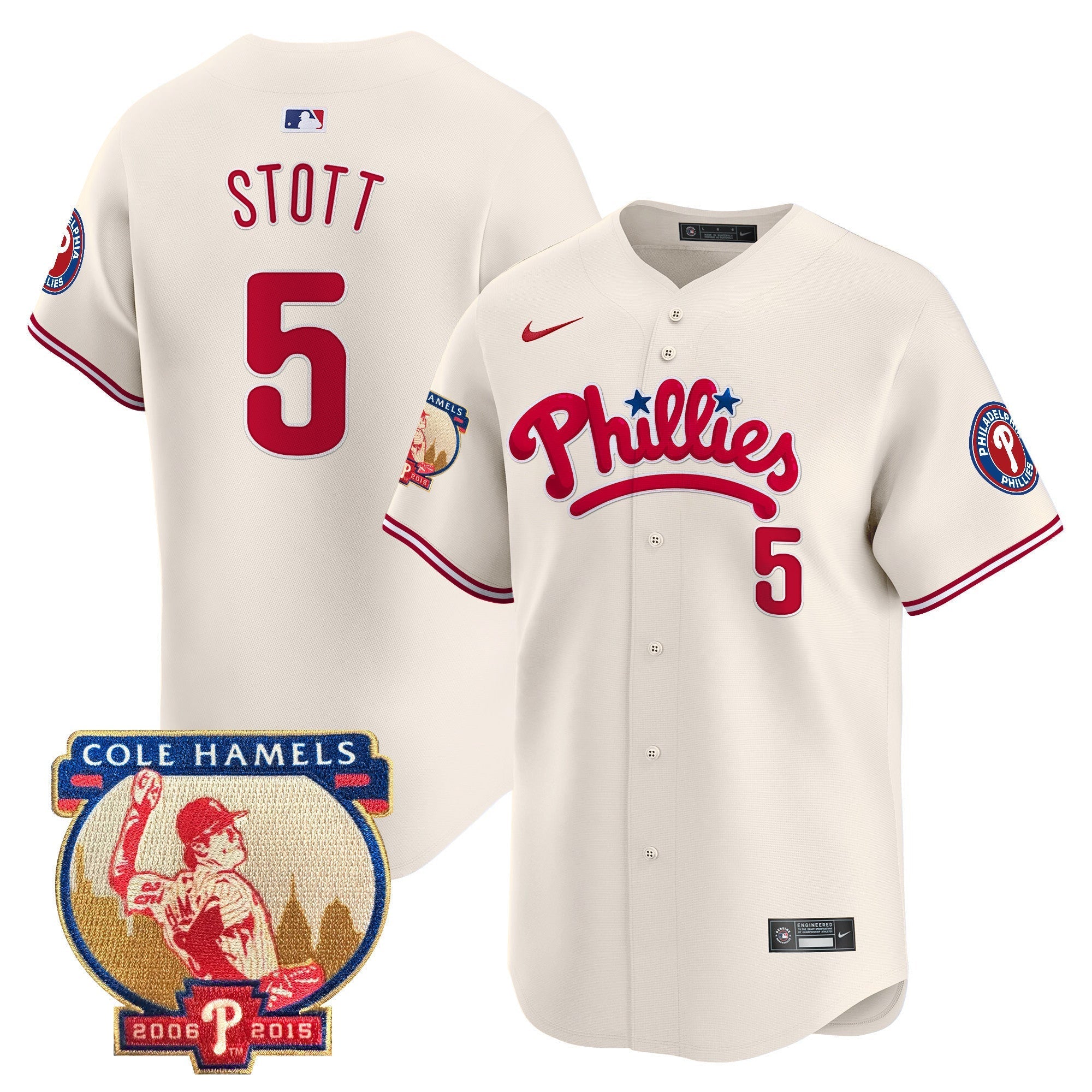 Men's Phillies Cole Hamels Patch Vapor Premier Limited Jersey - All Stitched