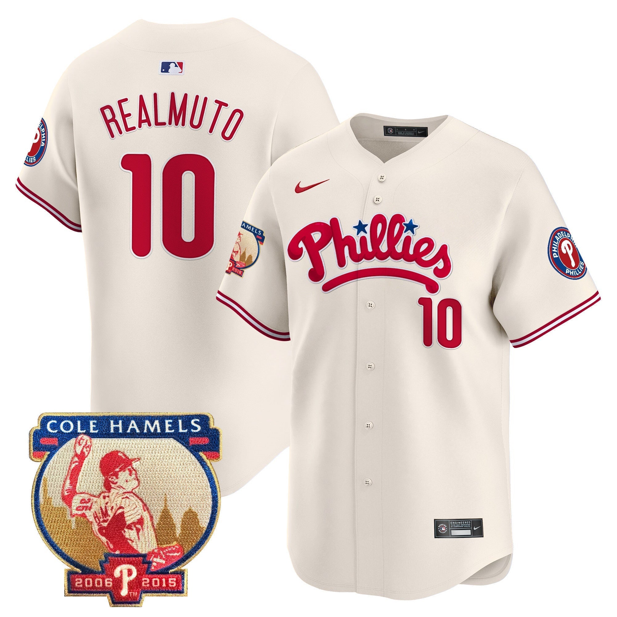 Men's Phillies Cole Hamels Patch Vapor Premier Limited Jersey - All Stitched