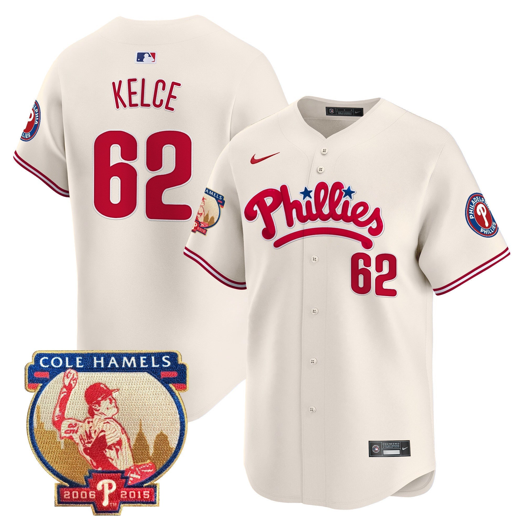 Men's Phillies Cole Hamels Patch Vapor Premier Limited Jersey - All Stitched