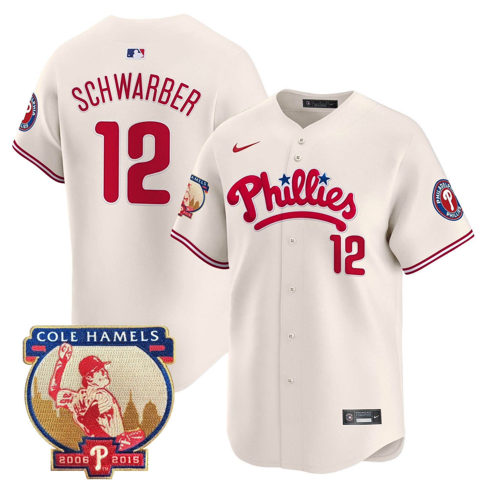 Men's Phillies Cole Hamels Patch Vapor Premier Limited Jersey - All Stitched