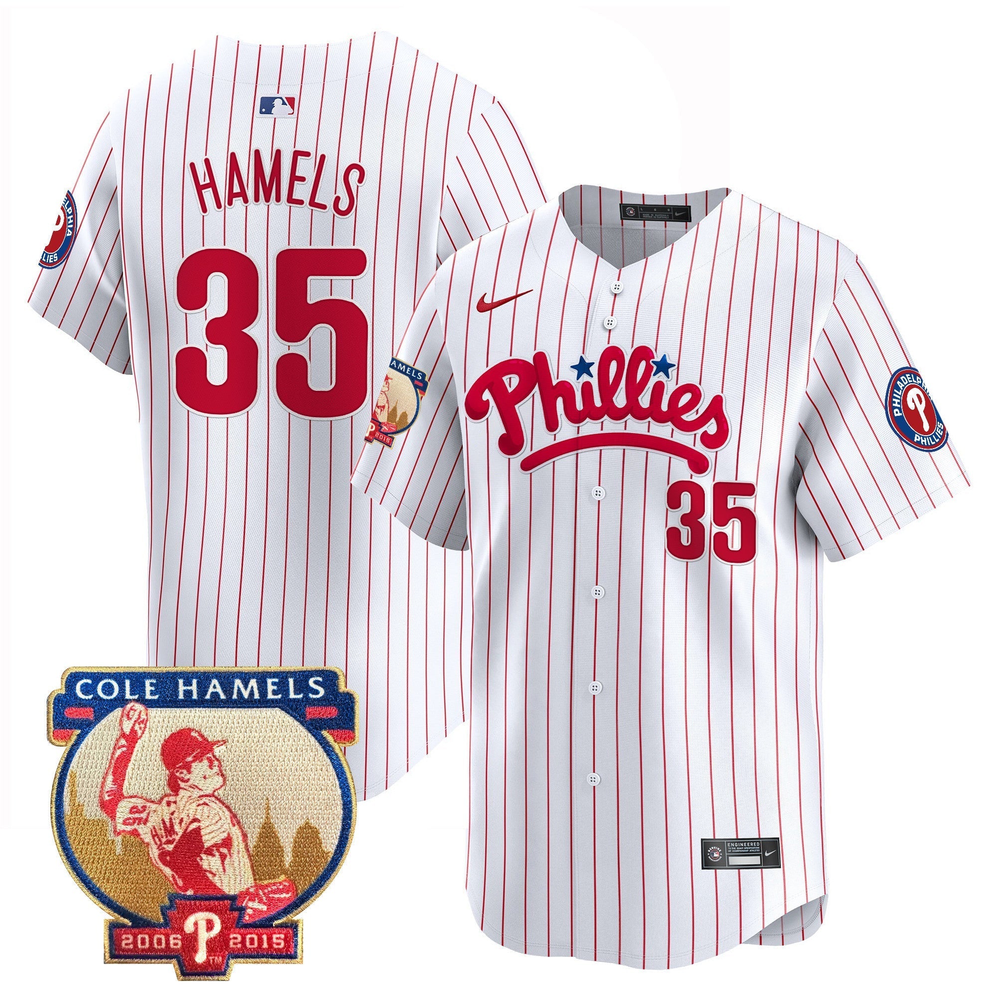 Men's Phillies Cole Hamels Patch Vapor Premier Limited Jersey - All Stitched