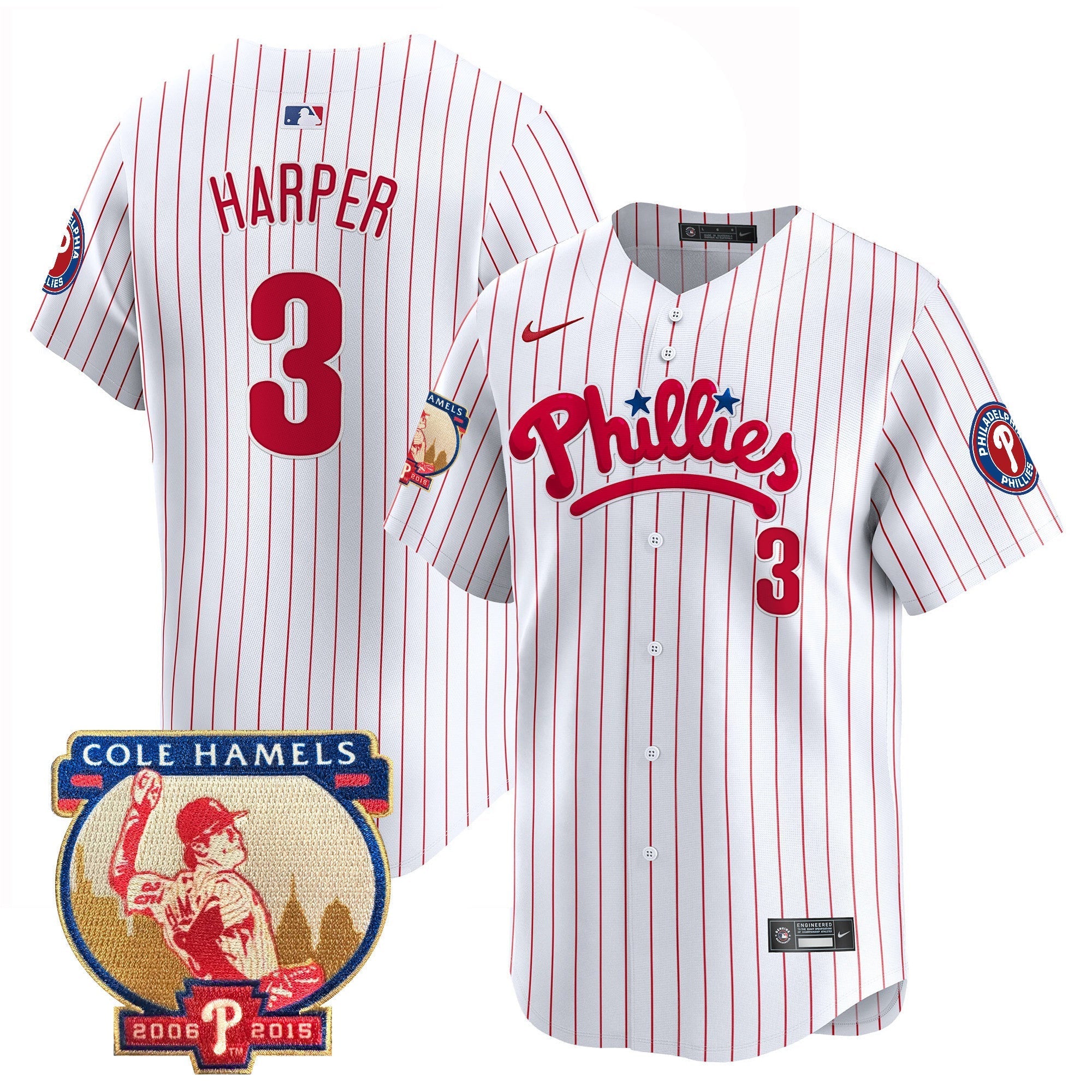 Men's Phillies Cole Hamels Patch Vapor Premier Limited Jersey - All Stitched