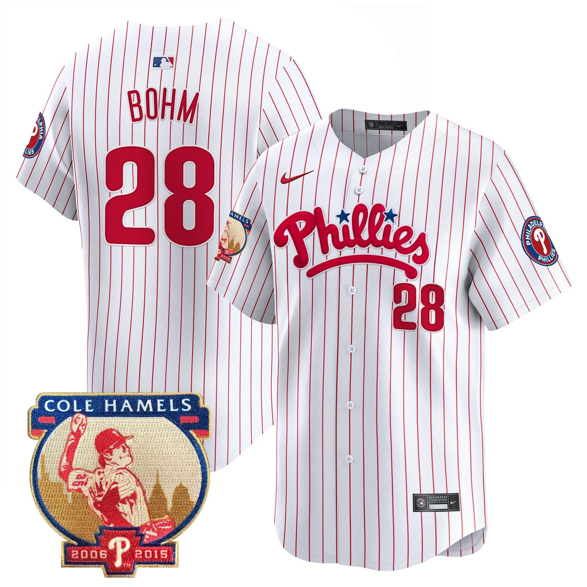 Men's Phillies Cole Hamels Patch Vapor Premier Limited Jersey - All Stitched