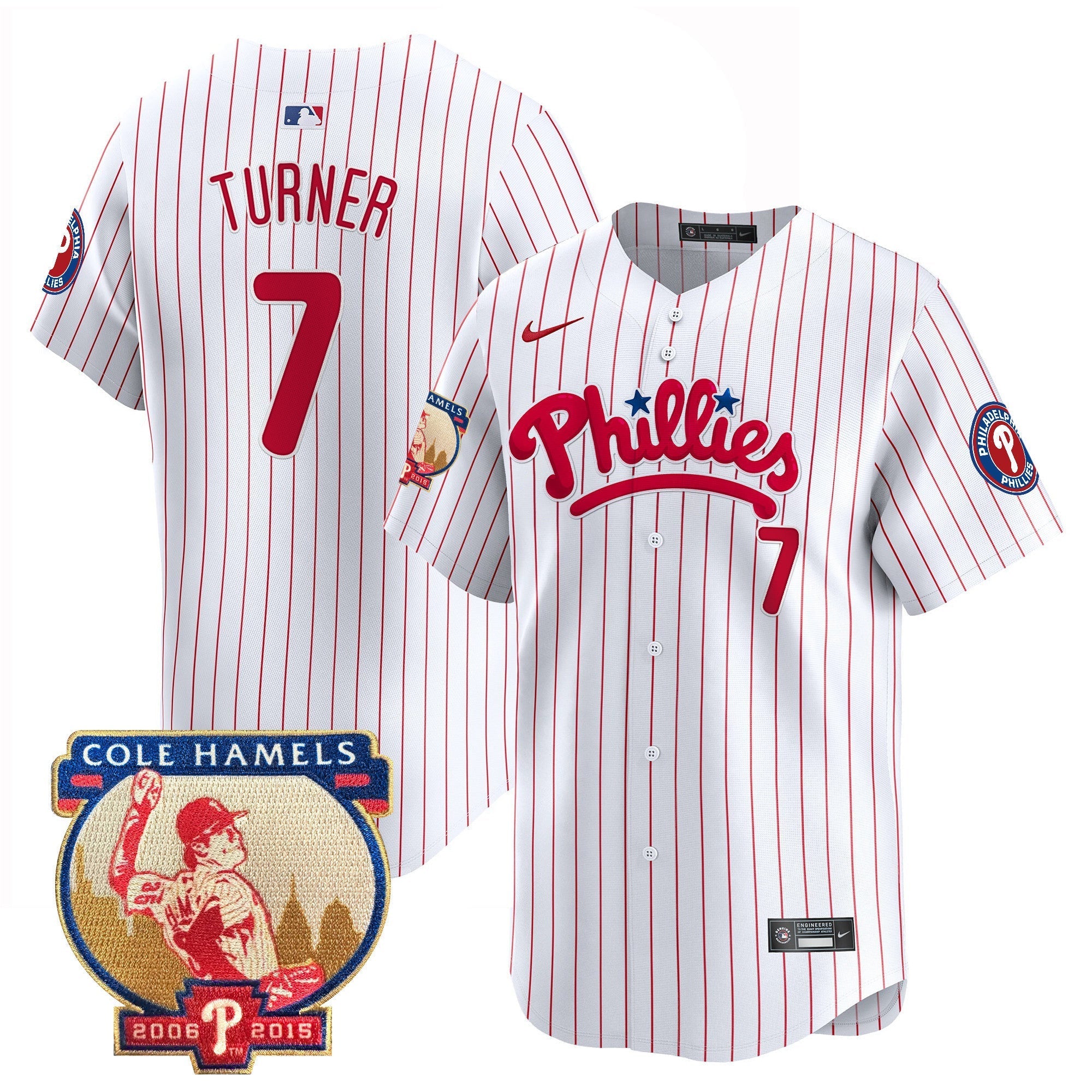 Men's Phillies Cole Hamels Patch Vapor Premier Limited Jersey - All Stitched