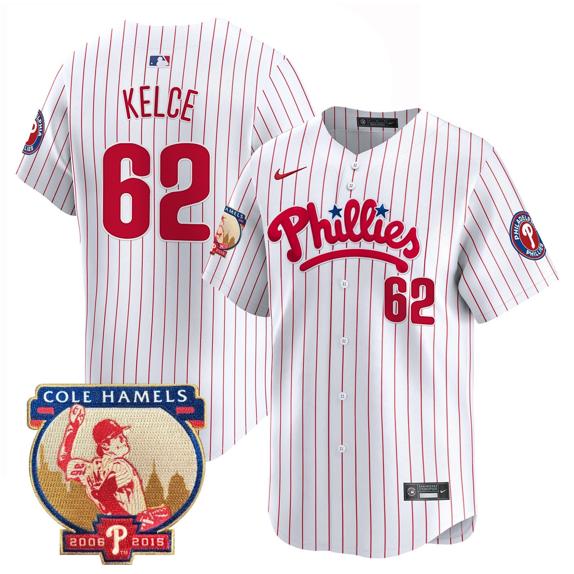 Men's Phillies Cole Hamels Patch Vapor Premier Limited Jersey - All Stitched