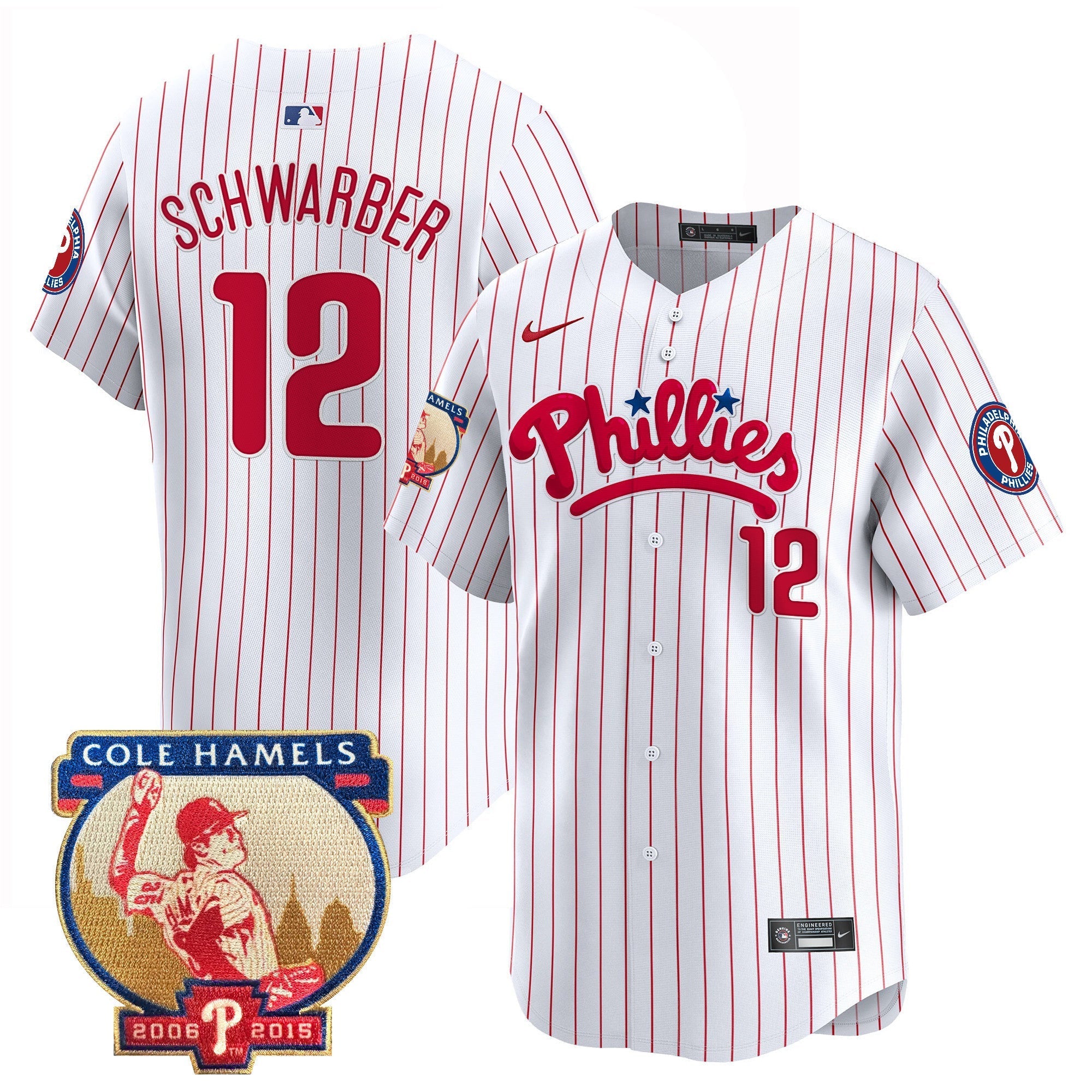 Men's Phillies Cole Hamels Patch Vapor Premier Limited Jersey - All Stitched