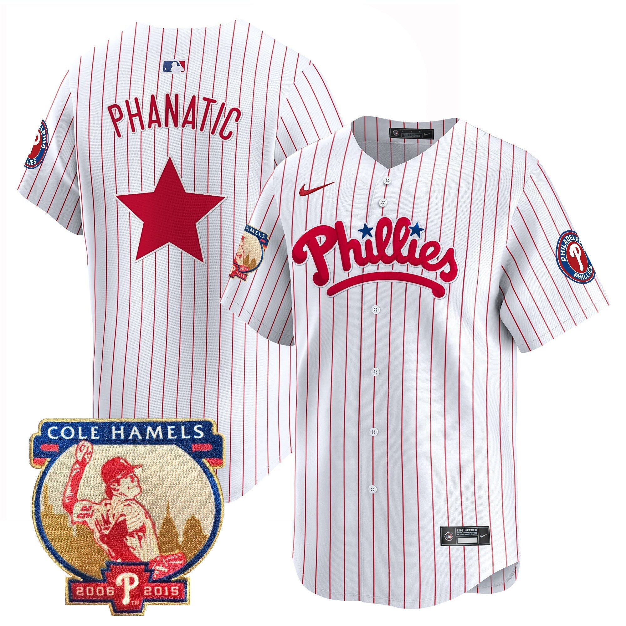 Men's Phillies Cole Hamels Patch Vapor Premier Limited Jersey - All Stitched
