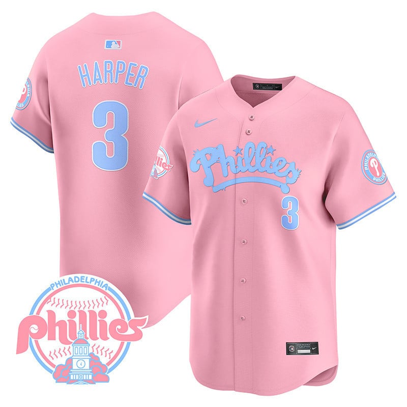 Men's Phillies Bubblegum Pink Vapor Premier Limited Jersey - All Stitched