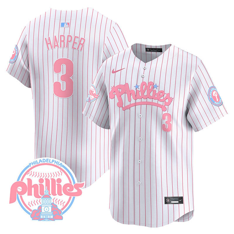 Men's Phillies Bubblegum Pink Vapor Premier Limited Jersey - All Stitched