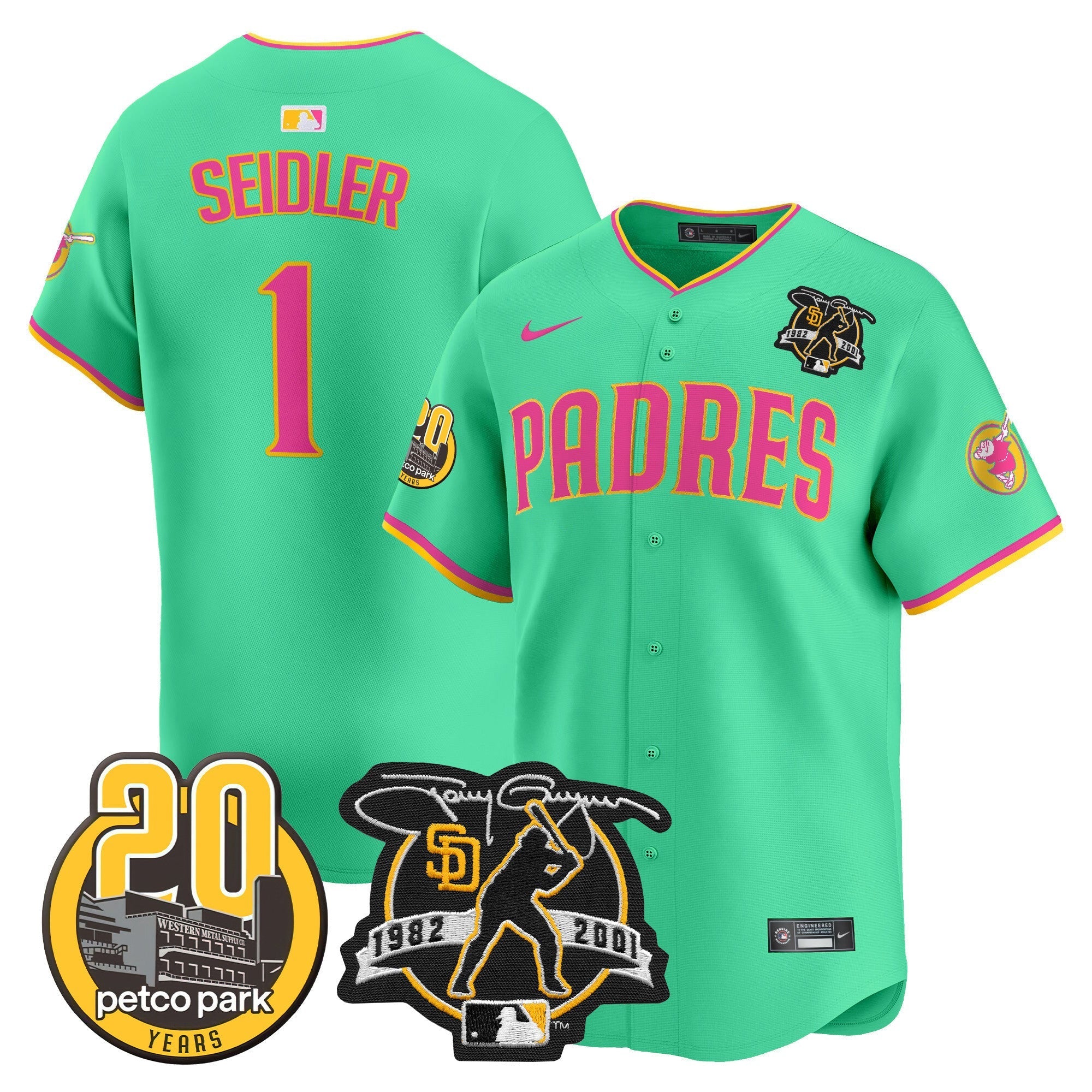 Men's Padres Tony Gwynn & Petco Park 20th Patch Vapor Premier Limited Jersey V2 ?All Stitched