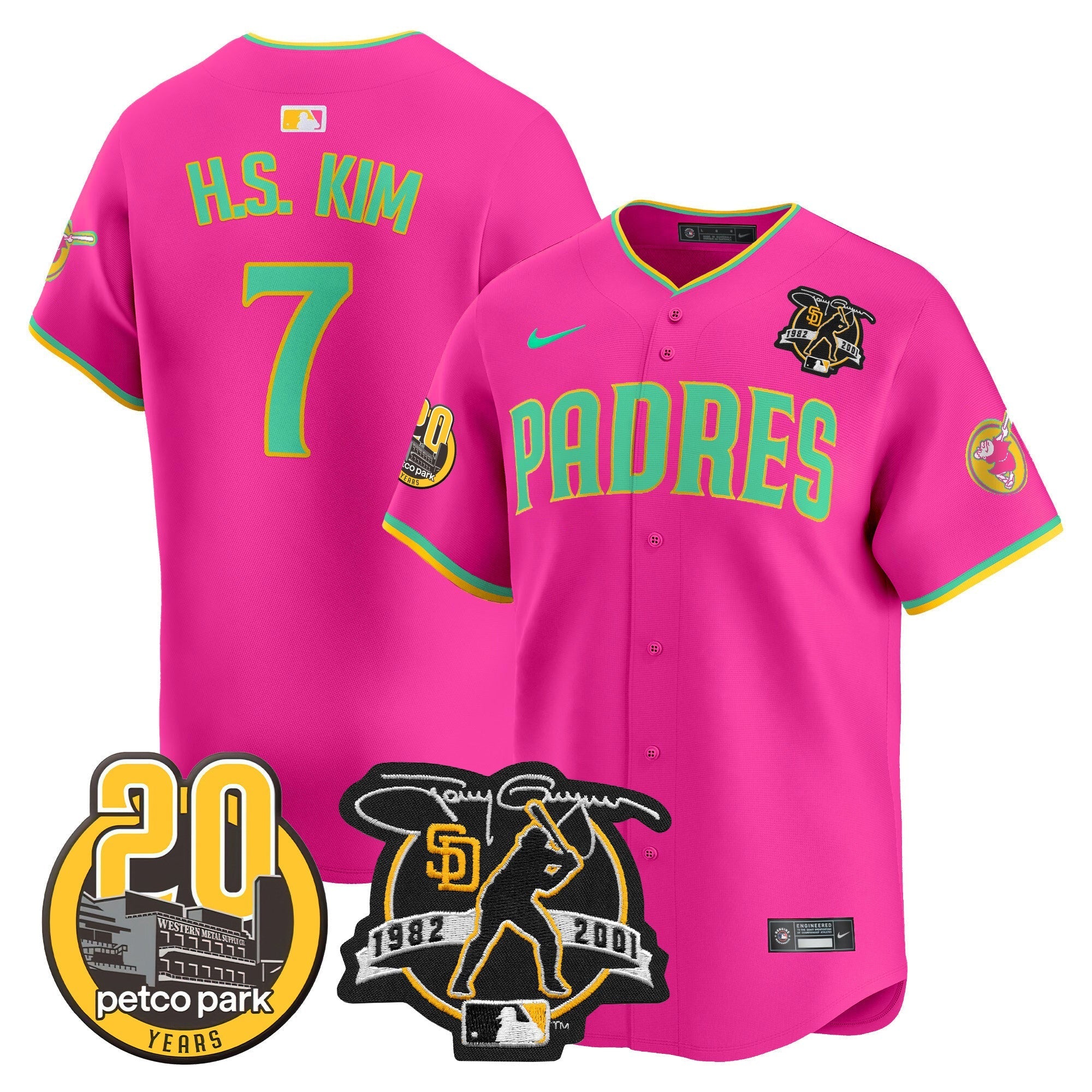 Men's Padres Tony Gwynn & Petco Park 20th Patch Vapor Premier Limited Jersey V2 ?All Stitched