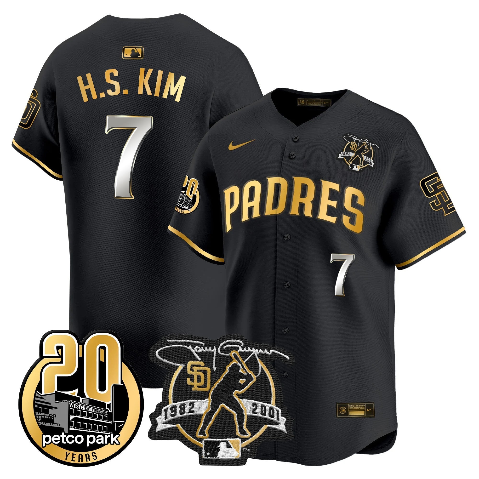 Men's Padres Tony Gwynn & Petco Park 20th Patch Vapor Premier Limited Jersey - All Stitched