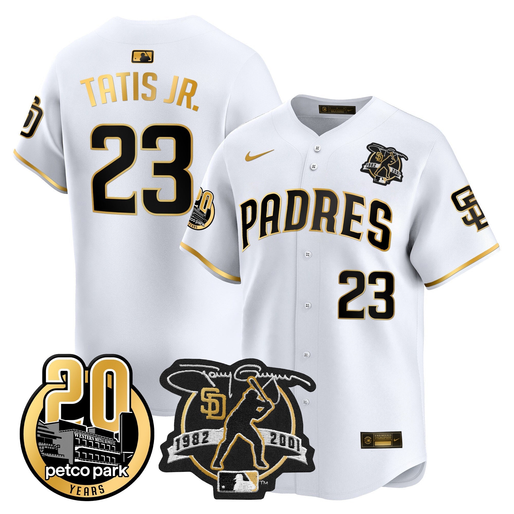 Men's Padres Tony Gwynn & Petco Park 20th Patch Vapor Premier Limited Jersey - All Stitched