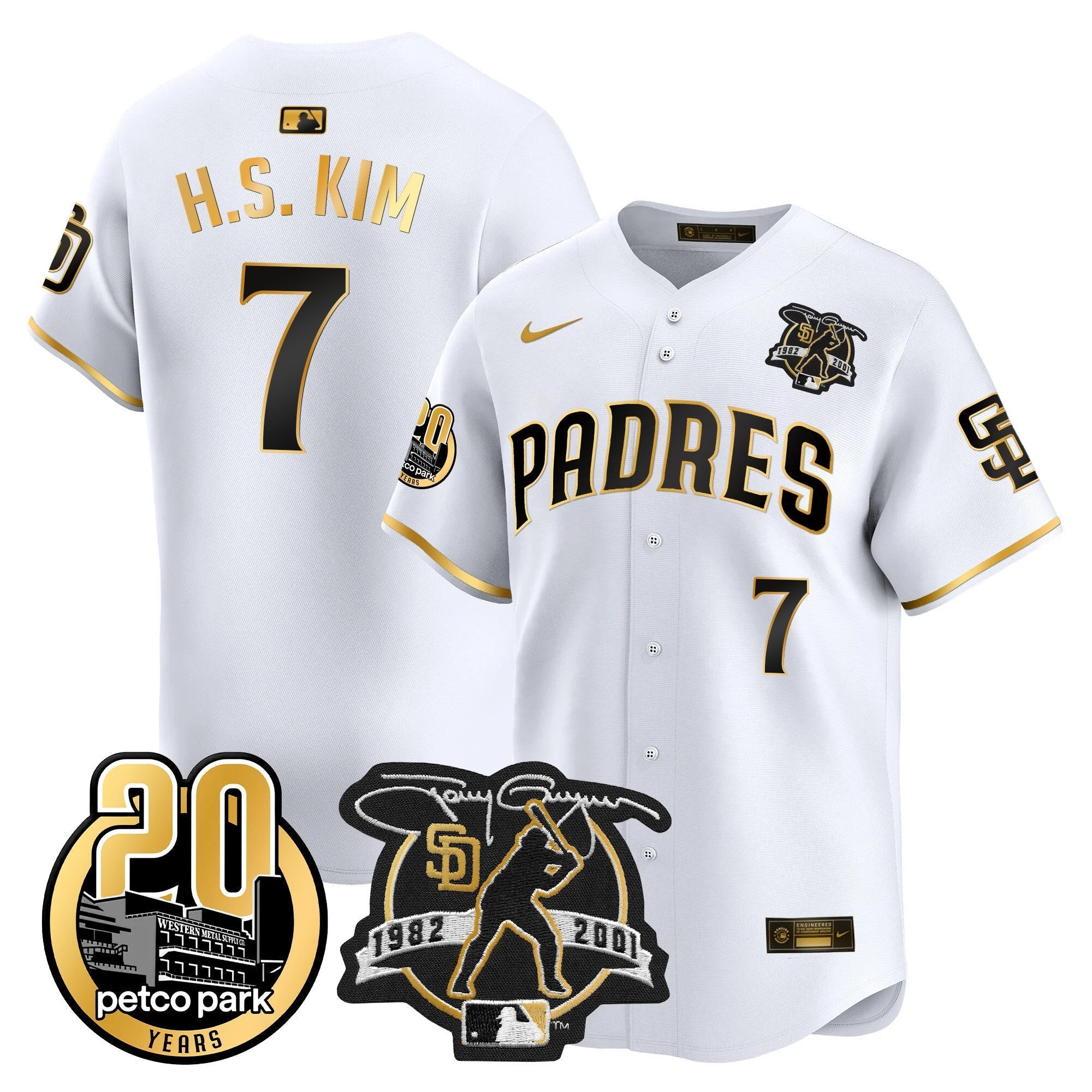 Men's Padres Tony Gwynn & Petco Park 20th Patch Vapor Premier Limited Jersey - All Stitched