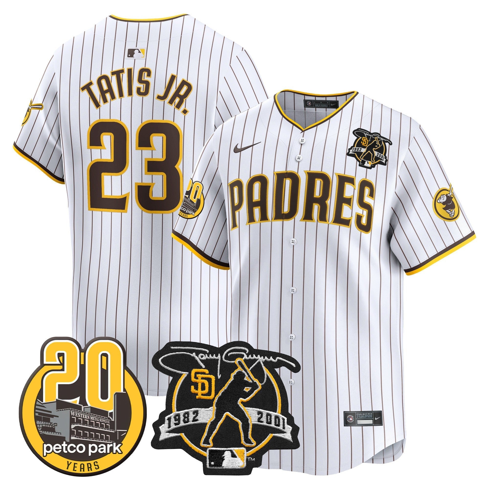 Men's Padres Tony Gwynn & Petco Park 20th Patch Vapor Premier Limited Jersey - All Stitched