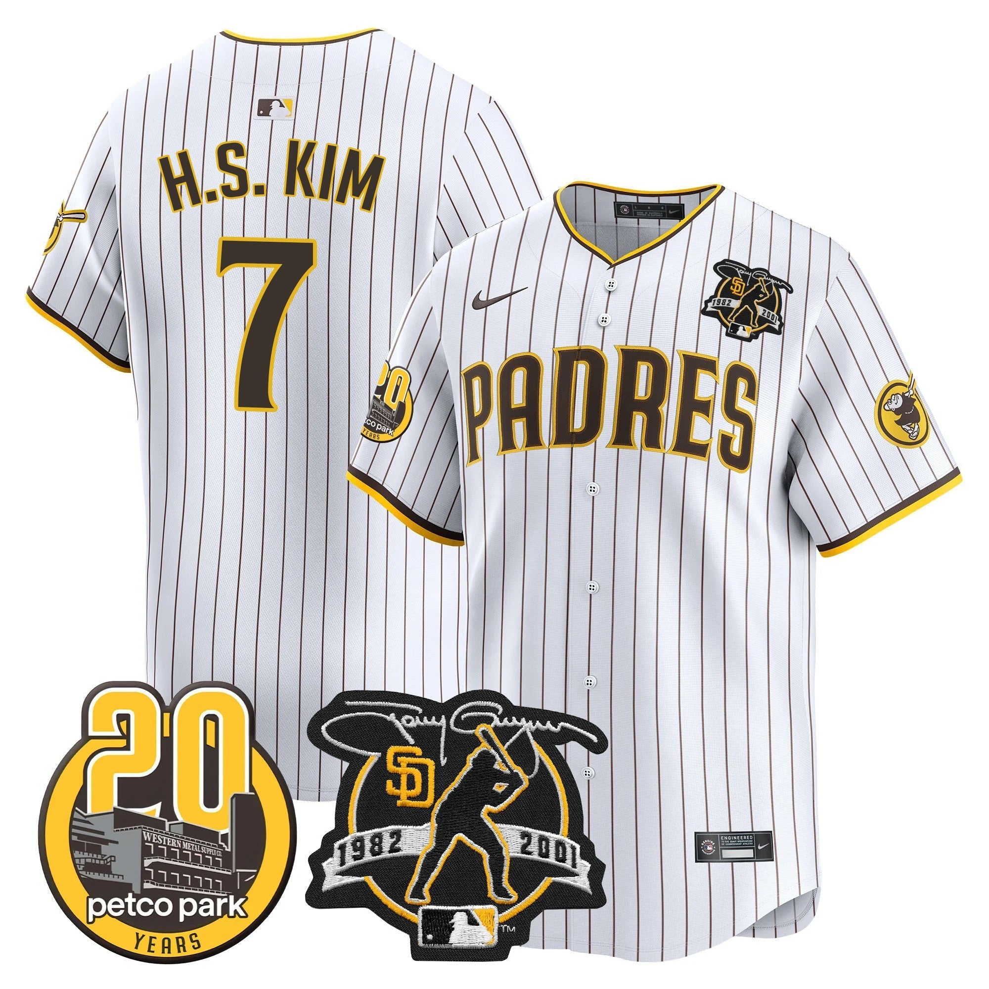 Men's Padres Tony Gwynn & Petco Park 20th Patch Vapor Premier Limited Jersey - All Stitched