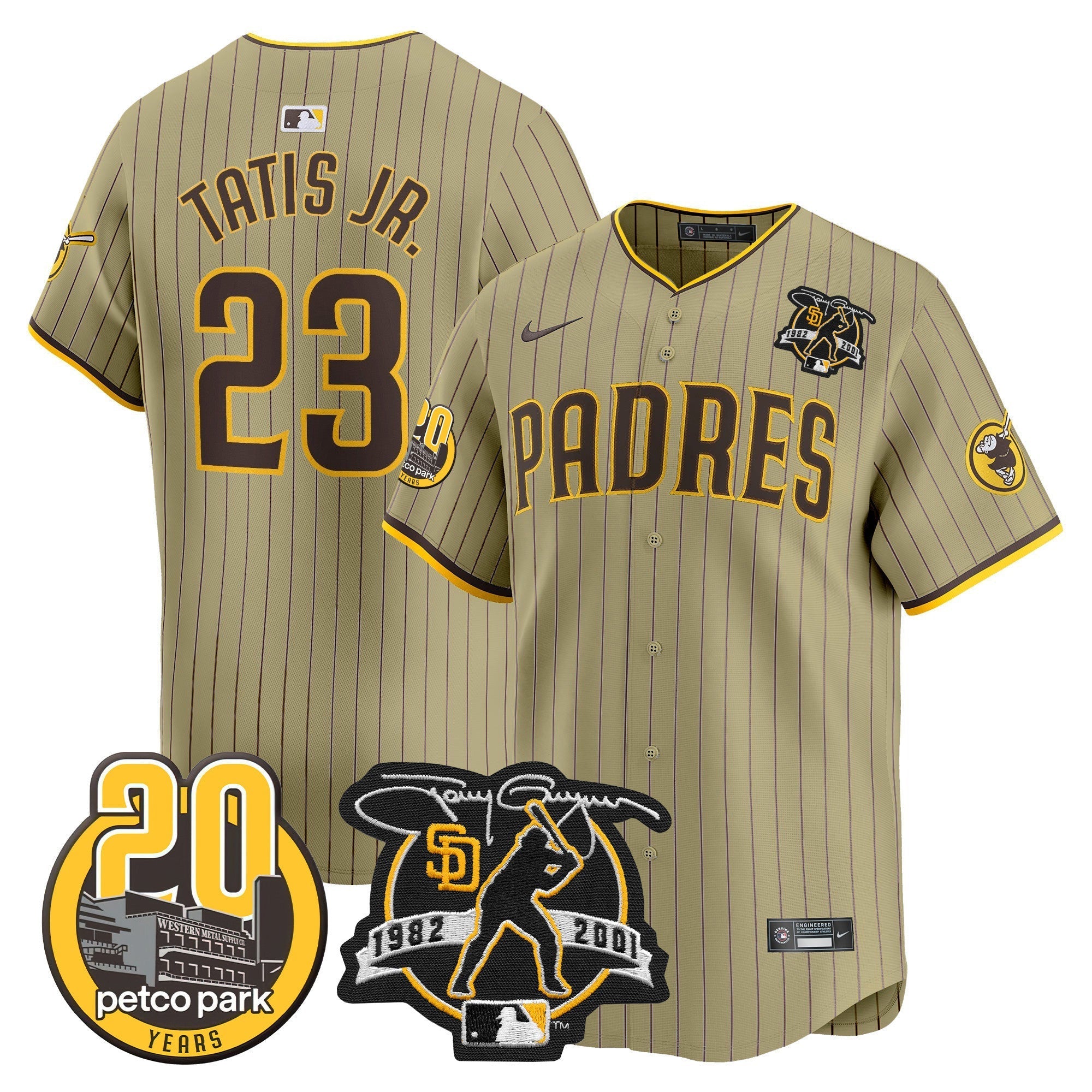 Men's Padres Tony Gwynn & Petco Park 20th Patch Vapor Premier Limited Jersey - All Stitched