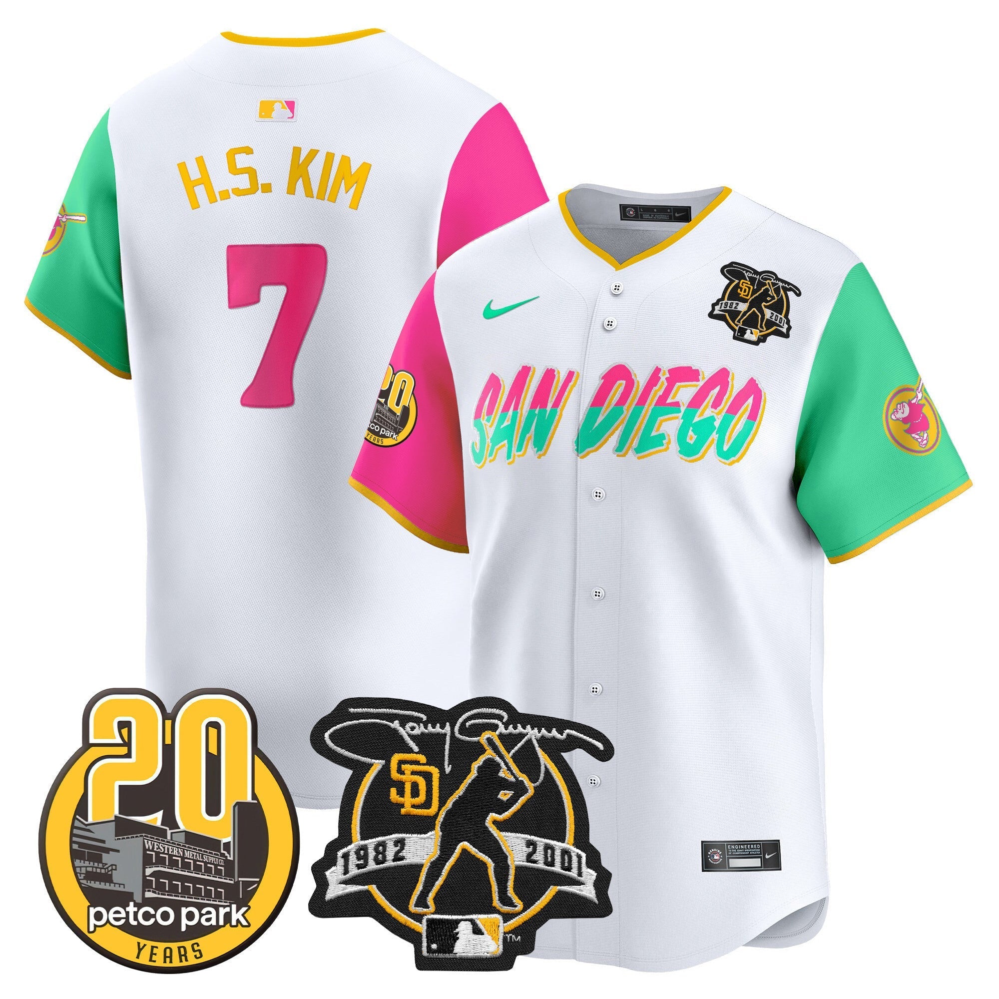 Men's Padres Tony Gwynn & Petco Park 20th Patch Vapor Premier Limited Jersey - All Stitched