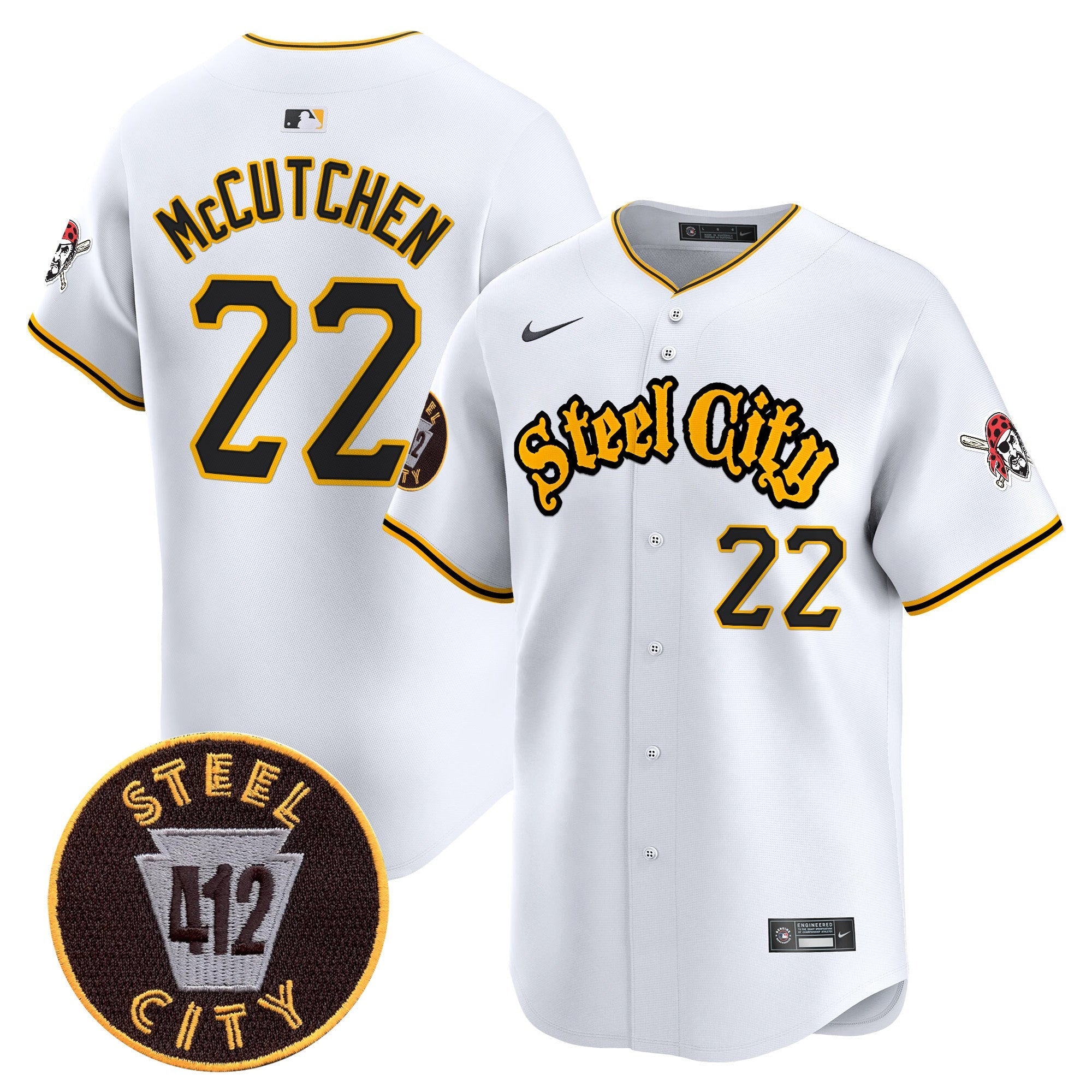 Men's Pittsburgh Pirates 412 Patch Vapor Premier Limited Jersey - All Stitched