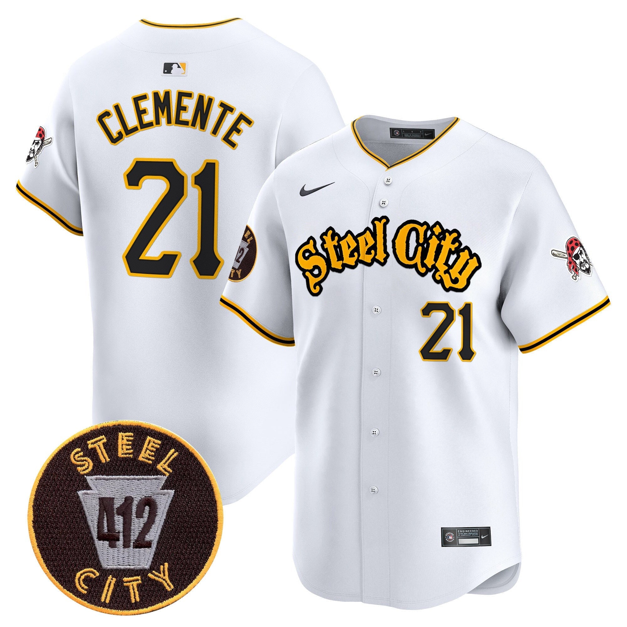 Men's Pittsburgh Pirates 412 Patch Vapor Premier Limited Jersey - All Stitched