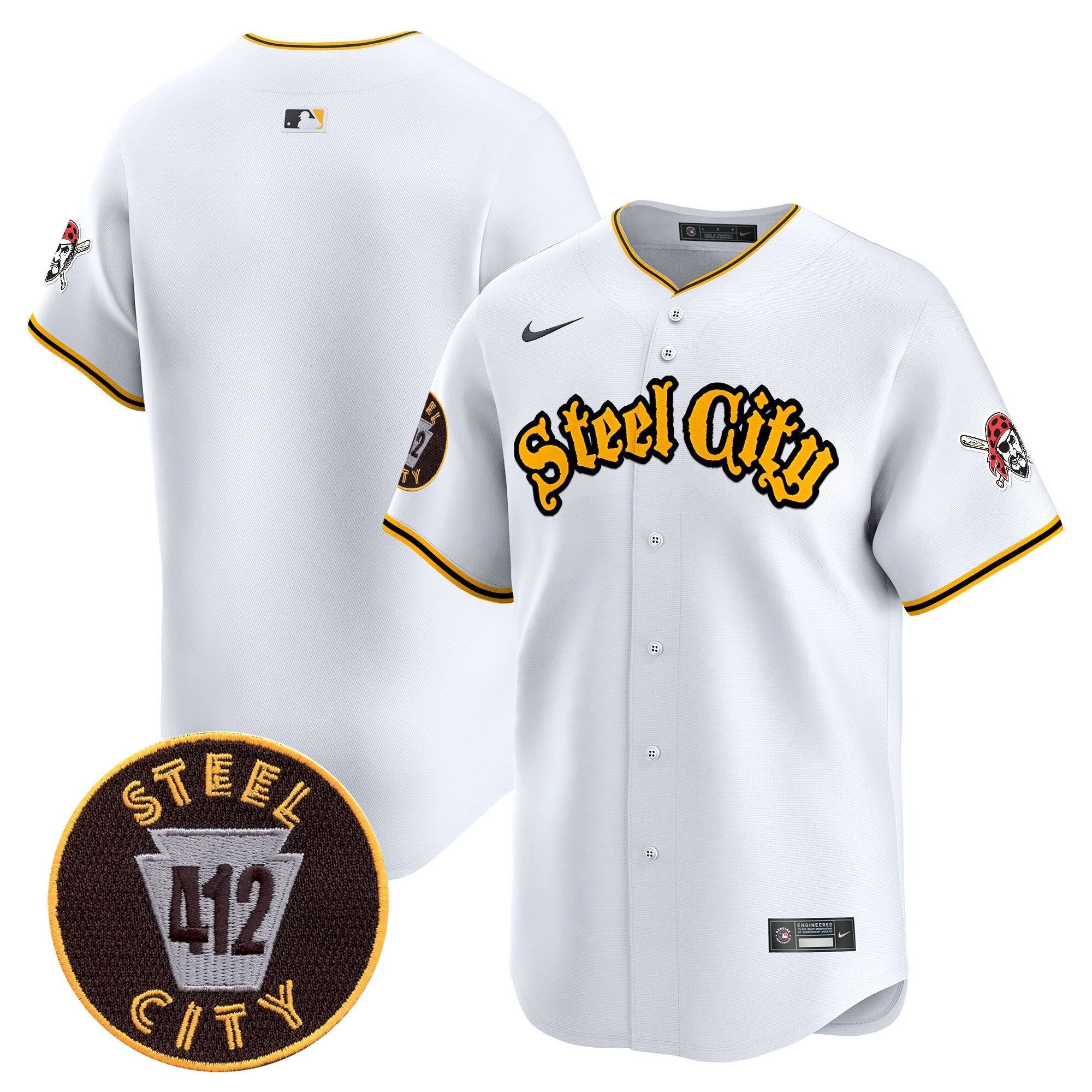 Men's Pittsburgh Pirates 412 Patch Vapor Premier Limited Jersey - All Stitched