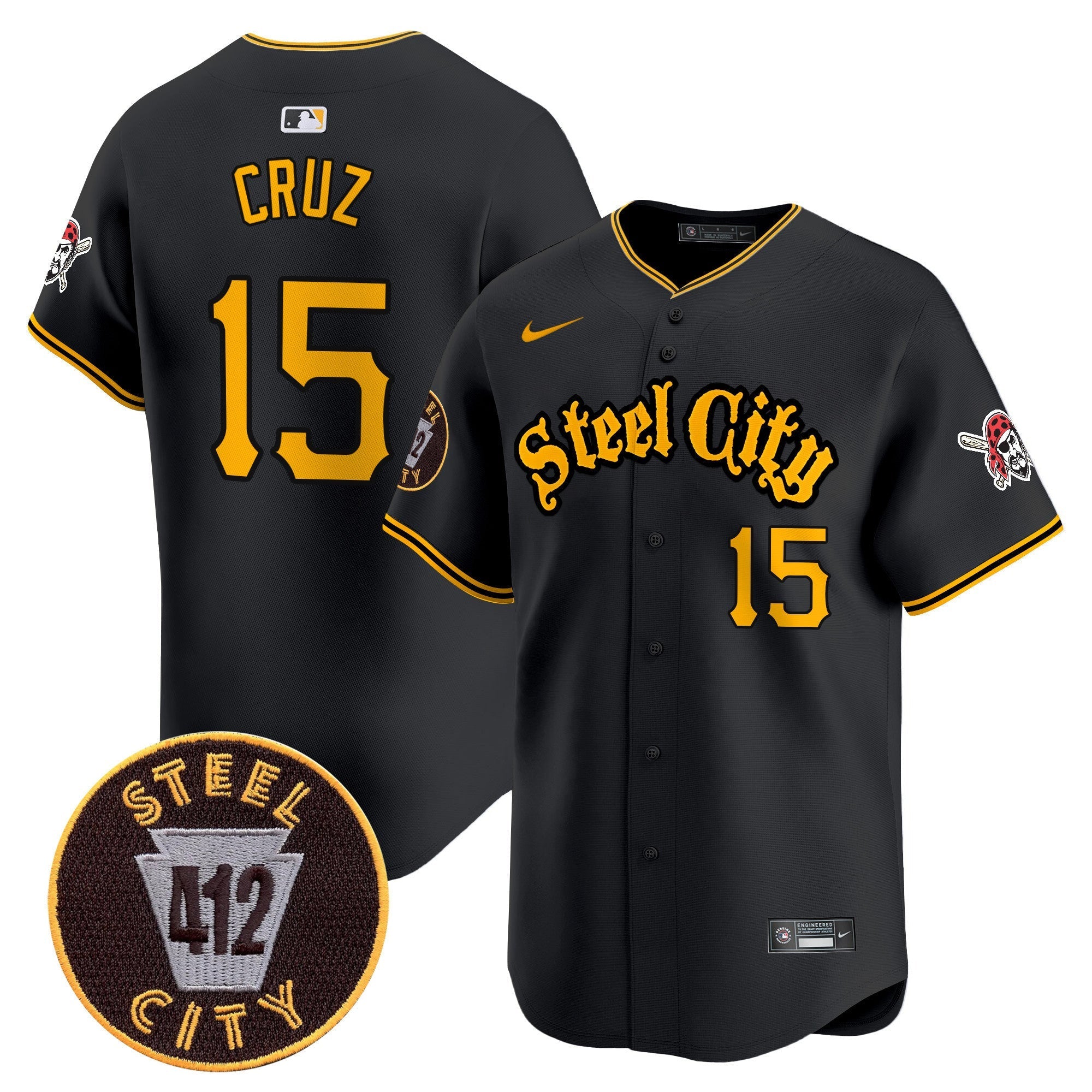 Men's Pittsburgh Pirates 412 Patch Vapor Premier Limited Jersey - All Stitched