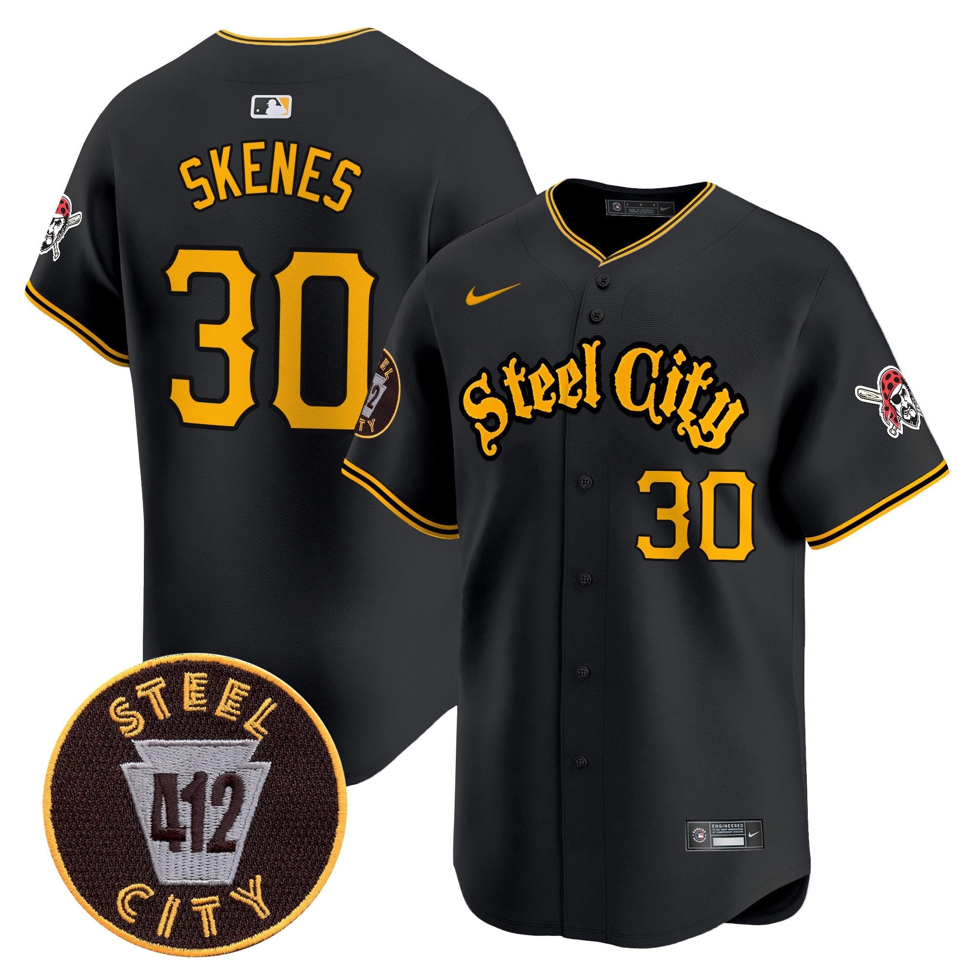 Men's Pittsburgh Pirates 412 Patch Vapor Premier Limited Jersey - All Stitched